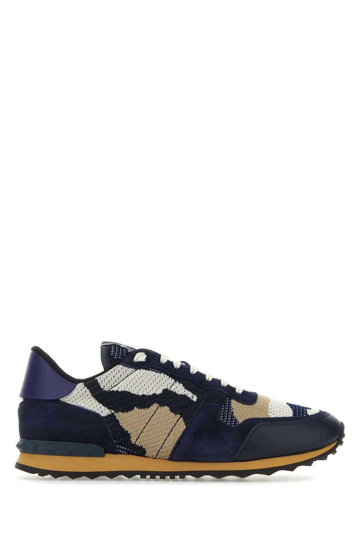 image of Valentino Garavani Multicolor Fabric And Leather Rockrunner Camouflage Sneakers, Men's (Size 6)