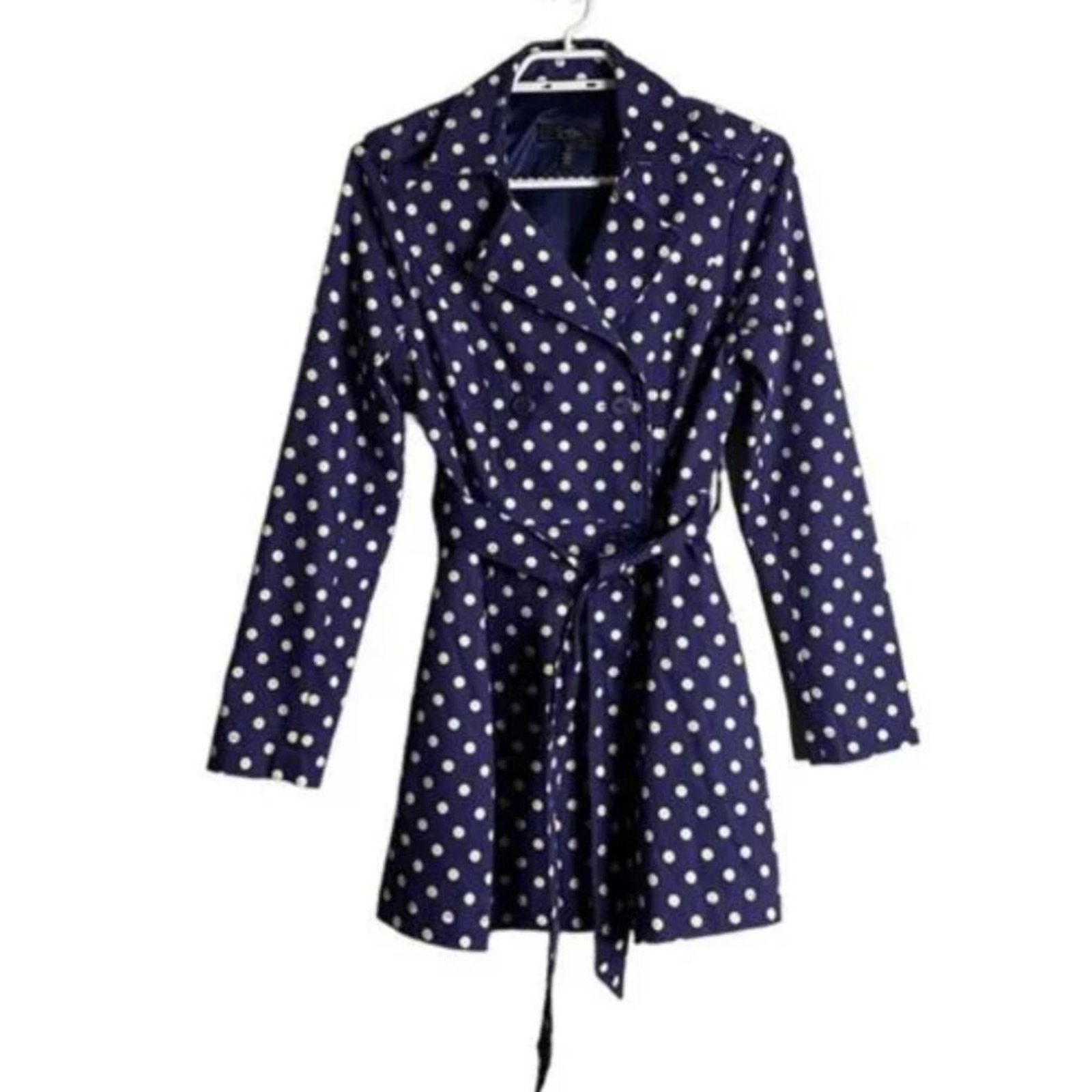 Jessica Simpson NWT-Jessica Simpson Blue Polka Dot Belted Trench Coat-XS Size XS / US 0-2 / IT 36-38 - 1 Thumbnail