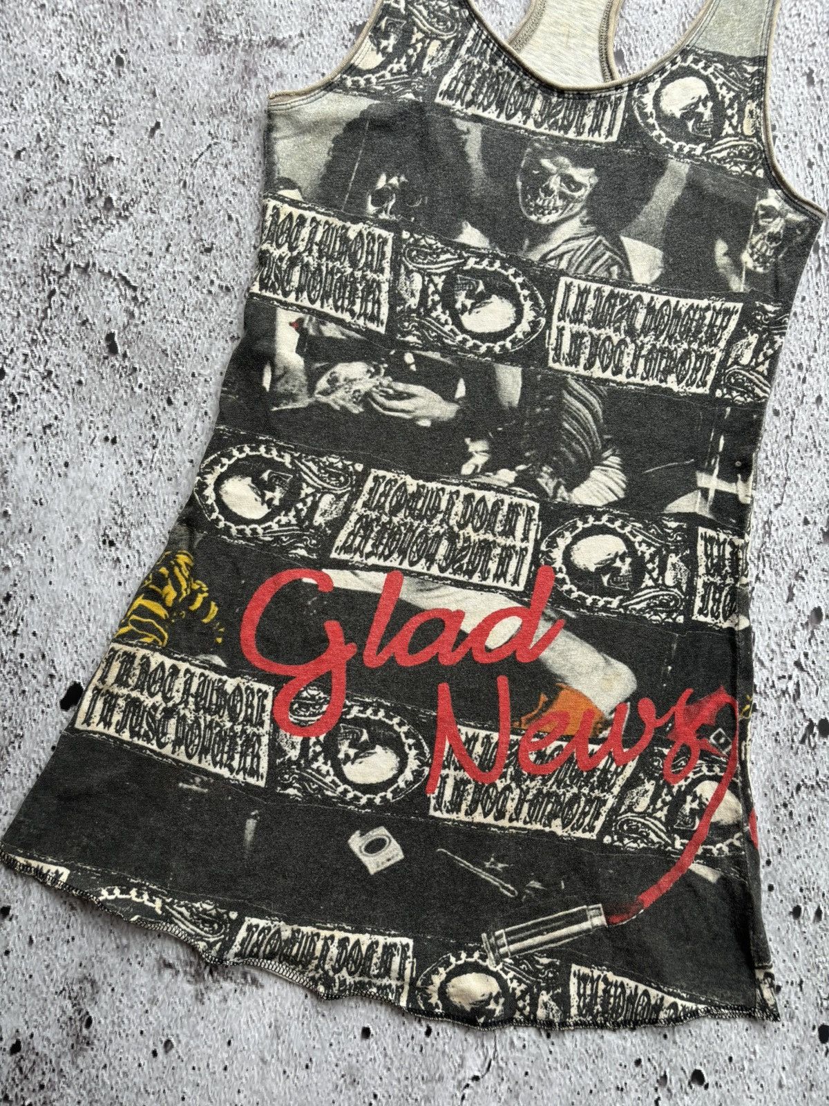 Hysteric Glamour Y2k Glad News Skull Punk Style Tank tops Size M / US 6-8 / IT 42-44 - 5 Thumbnail