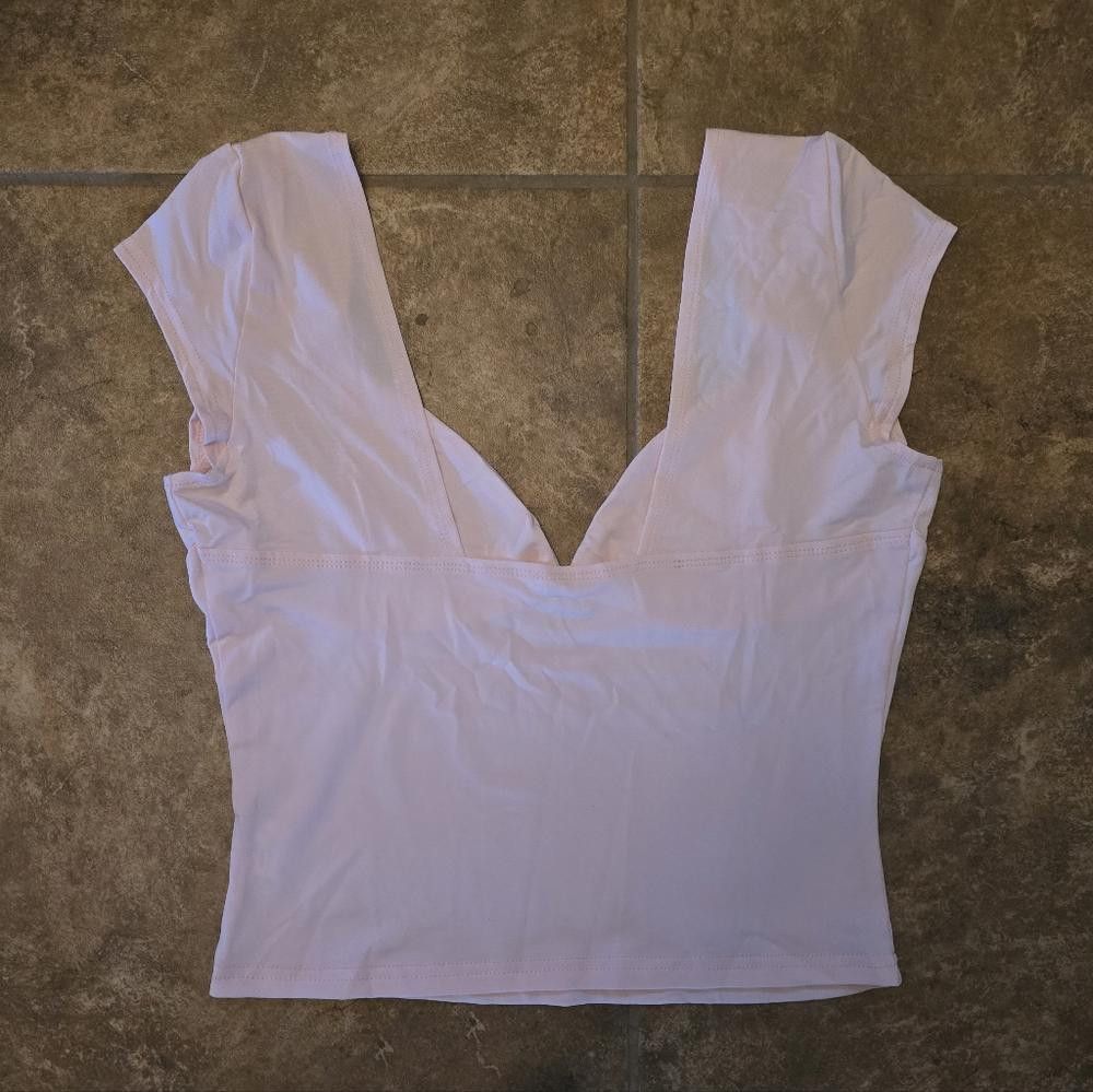 Designer Light Pink Cropped Pretty Short Sleeve Size L / US 10 / IT 46 - 2 Thumbnail