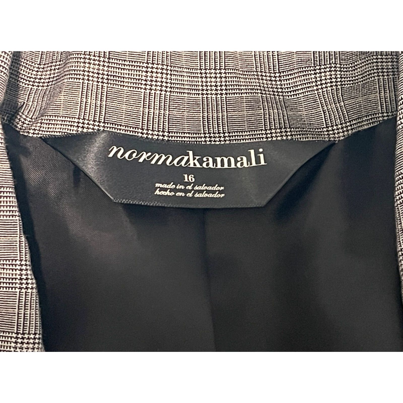 Norma Kamali Norma Kamali Blazer Long Glen Plaid Gray Black Jacket One Button Size 16 Women Fashion Business Blazer Size XXL / US 16-18 / IT 52-54 - 5 Thumbnail