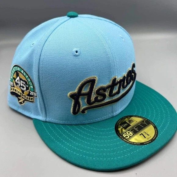 New Era Houston Astros Hat Men 7 3/8 59Fifty New Era MLB Fitted Cap Size ONE SIZE - 1 Thumbnail