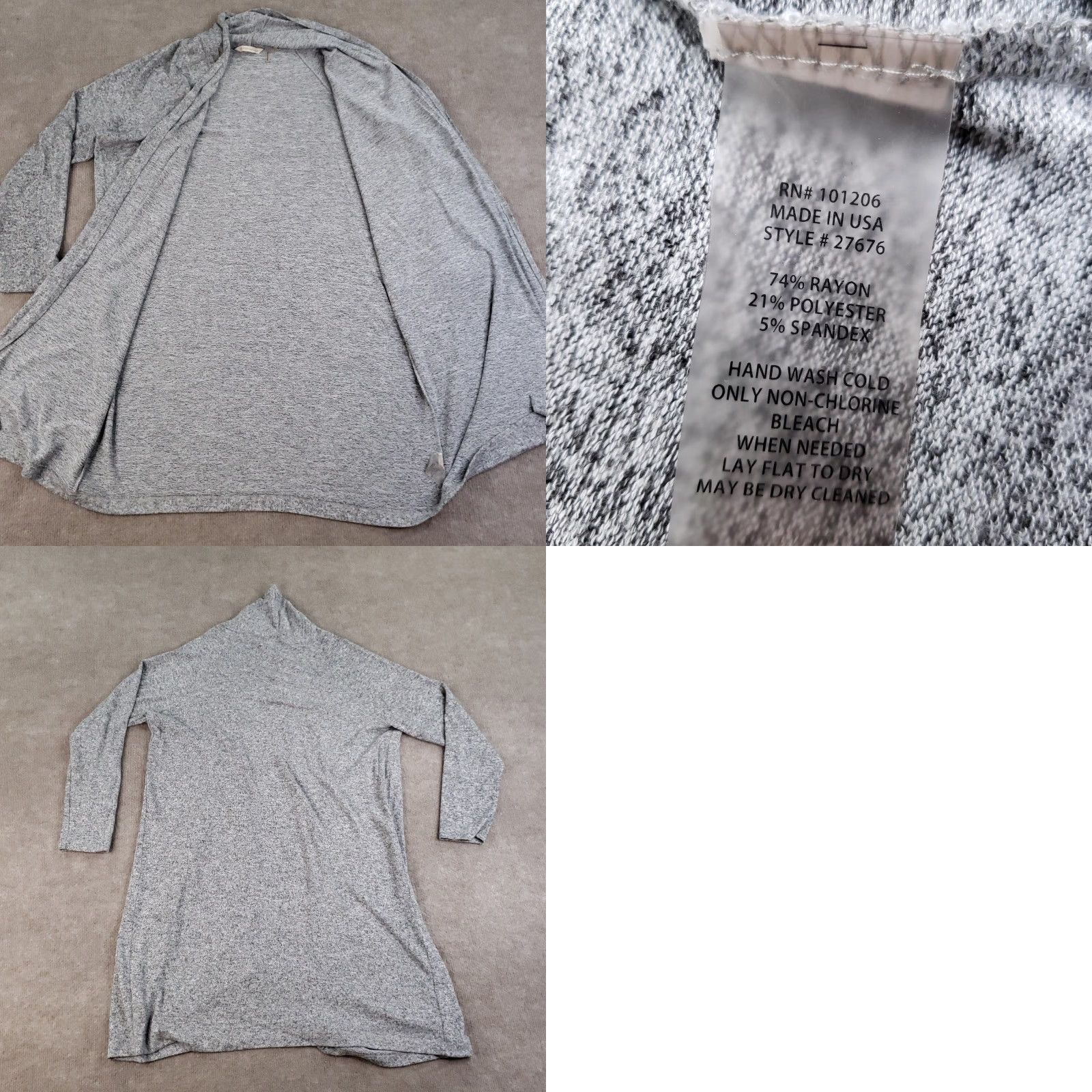 Soft Surroundings Soft Surroundings Cardigan Large Gray Open Front Long Knit Lightweight Stretch Casual USA Womens Size L / US 10 / IT 46 - 8 Thumbnail