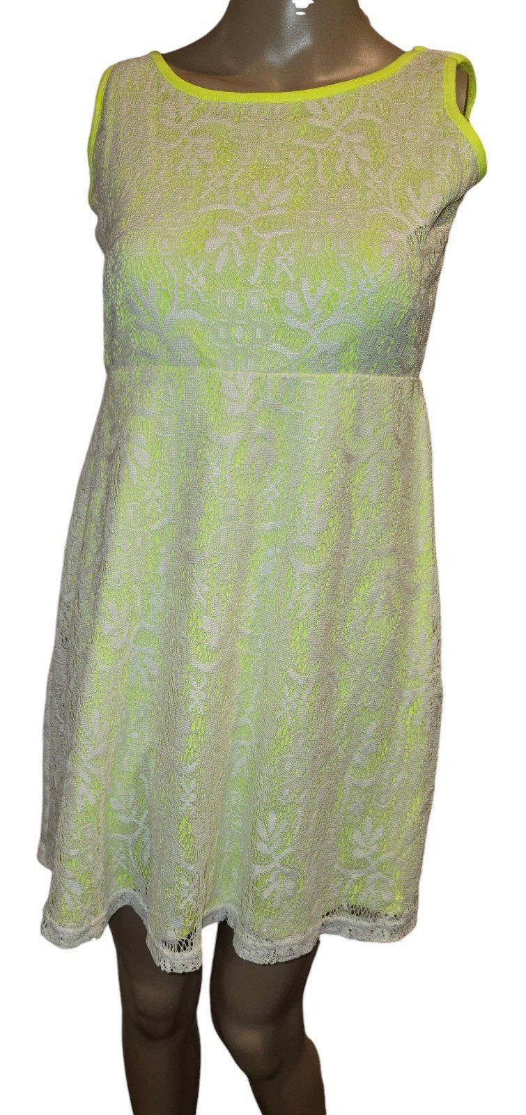Designer Bobbie Brooks Neon Yellow And White Lace Sleeveless Dress Size M / US 6-8 / IT 42-44 - 1 Thumbnail