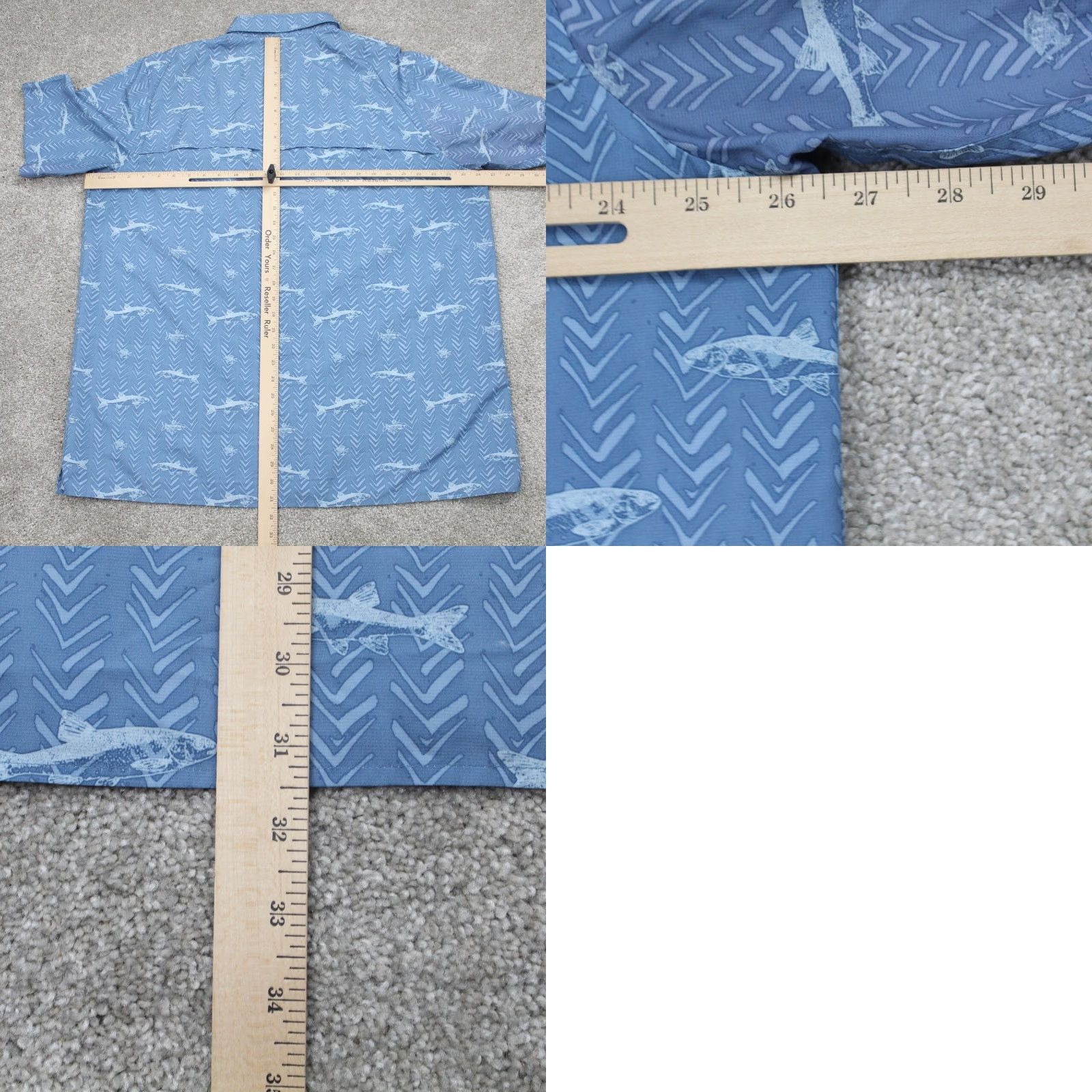 Chaps Chaps AOP Shirt Mens XL Blue Quick Dry Shark Print S/S Snap Collar Shirt Size US XL / EU 56 / 4 - 8 Thumbnail