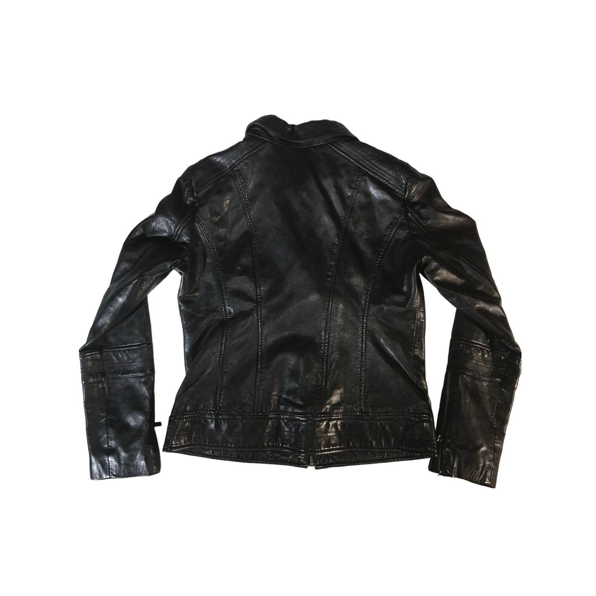 Other Bernardo NWT Womens Black Leather Zippers Moto Bomber Jacket Size S / US 4 / IT 40 - 2 Thumbnail