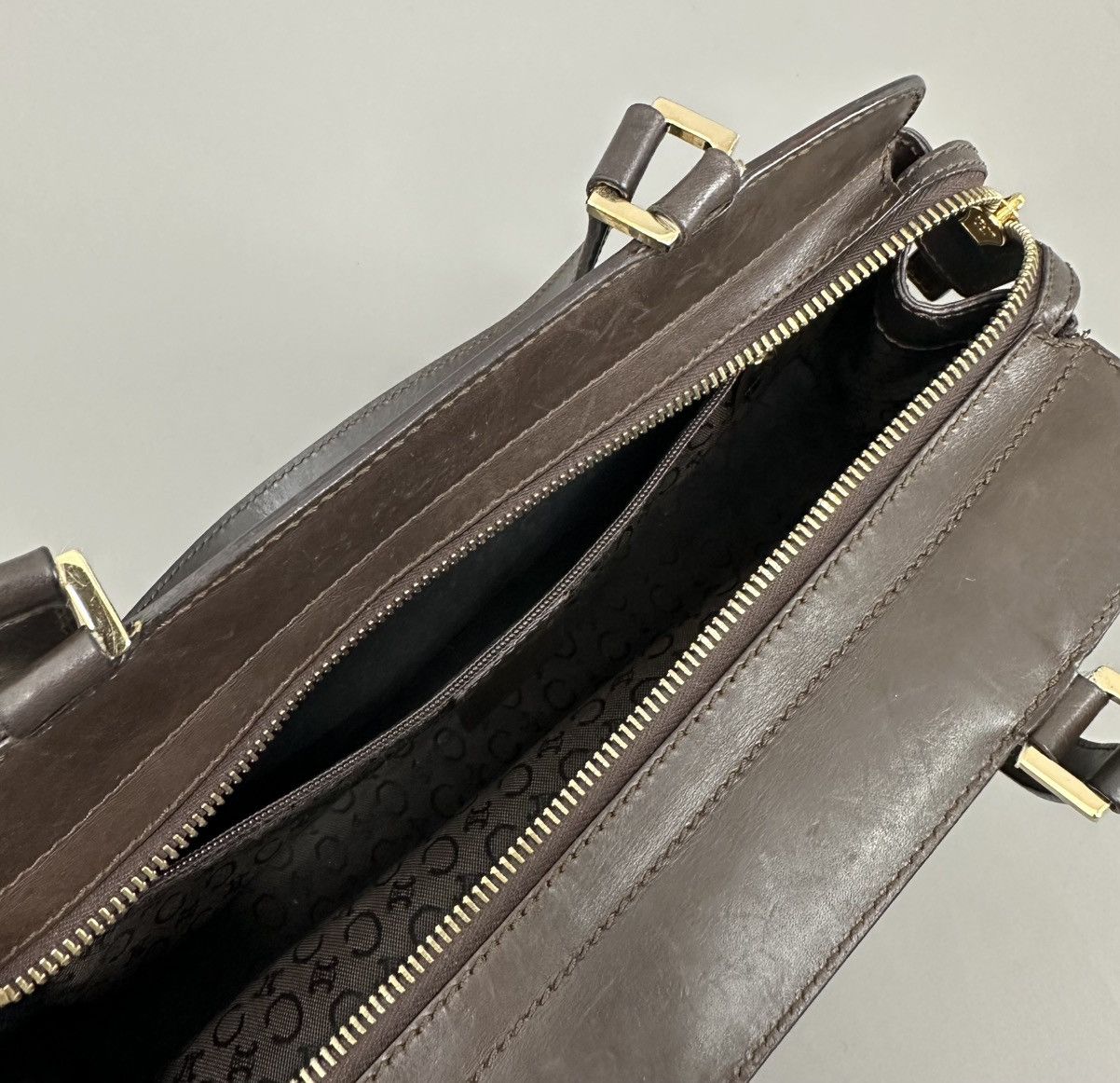 Celine Celine 2001 Macadam C White Canvas - Brown Leather Hand Bag Size ONE SIZE - 15 Thumbnail