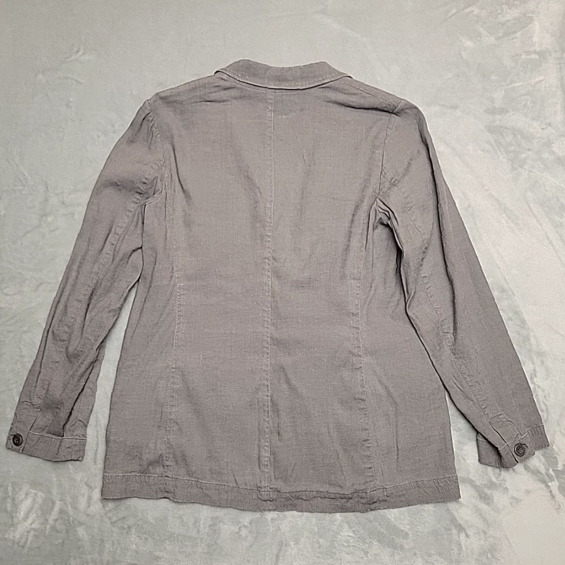J. Jill VINTAGE J. Jill Blazer Shirt Womens M Gray Linen Blend Stretch One Button Lightweight Casual Size M / US 6-8 / IT 42-44 - 5 Thumbnail
