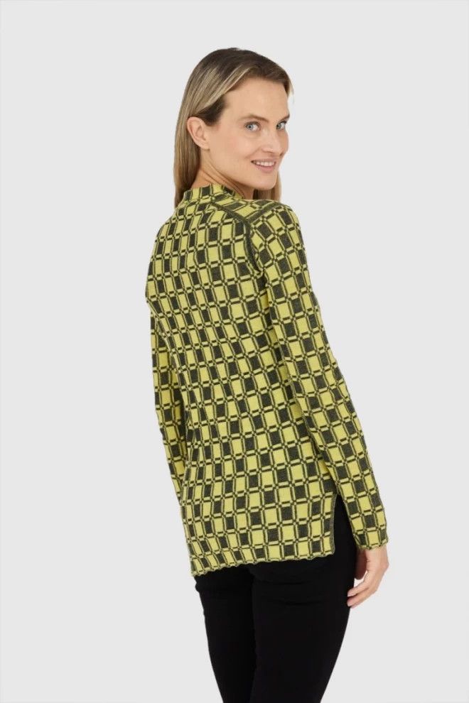 Kenzo o1y1025 Checked Sweater in Lime Green/Black Size S / US 4 / IT 40 - 2 Thumbnail