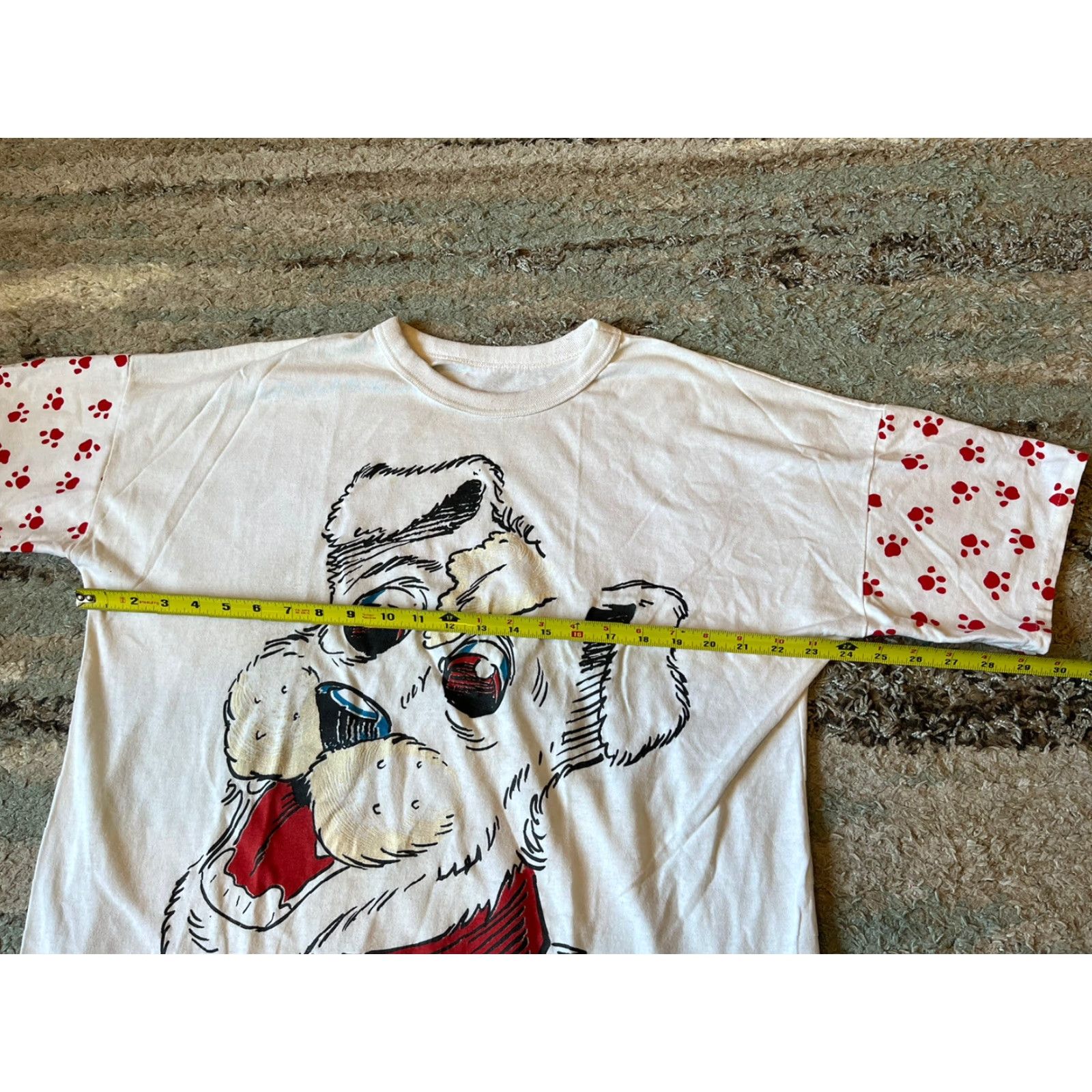 X-LARGE VINTAGE Unbranded Dog Shirt XL White Happy Unisex Adults Sleeve Paws T-Shirt Read Size US XL / EU 56 / 4 - 7 Thumbnail