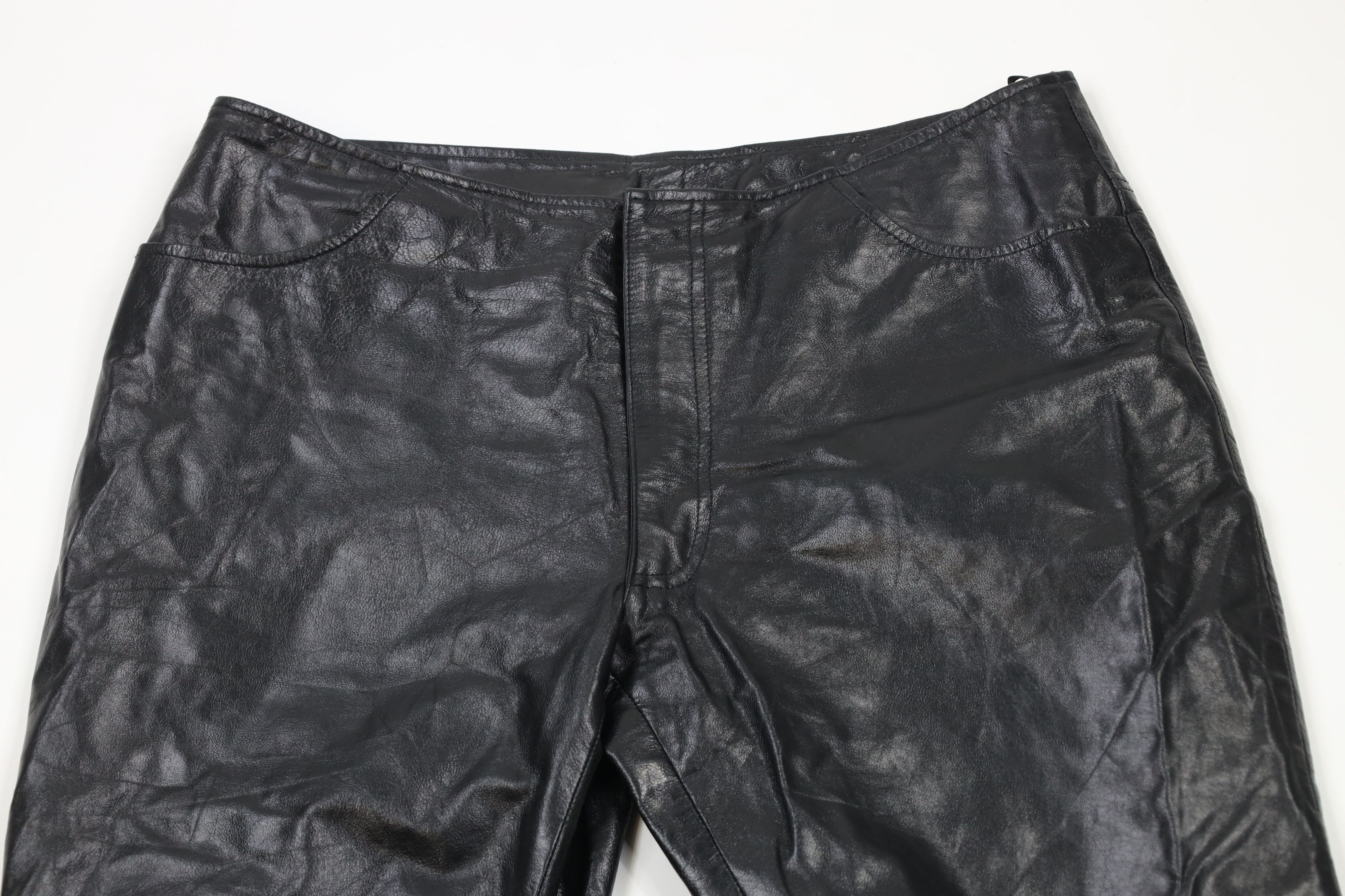 Vintage Vintage 90s Streetwear Flared Leather Pants Goth Dom Size 36" / US 14 / IT 50 - 2 Thumbnail