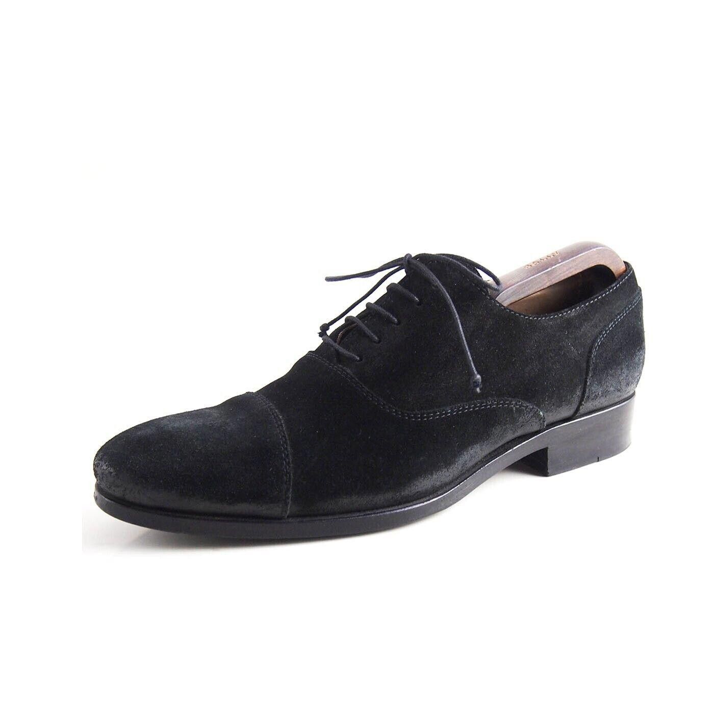 Buttero Buttero Cap Toe Ofords Black Waxed Suede Mens US 10 EU 43 Size US 10 / EU 43 - 1 Thumbnail