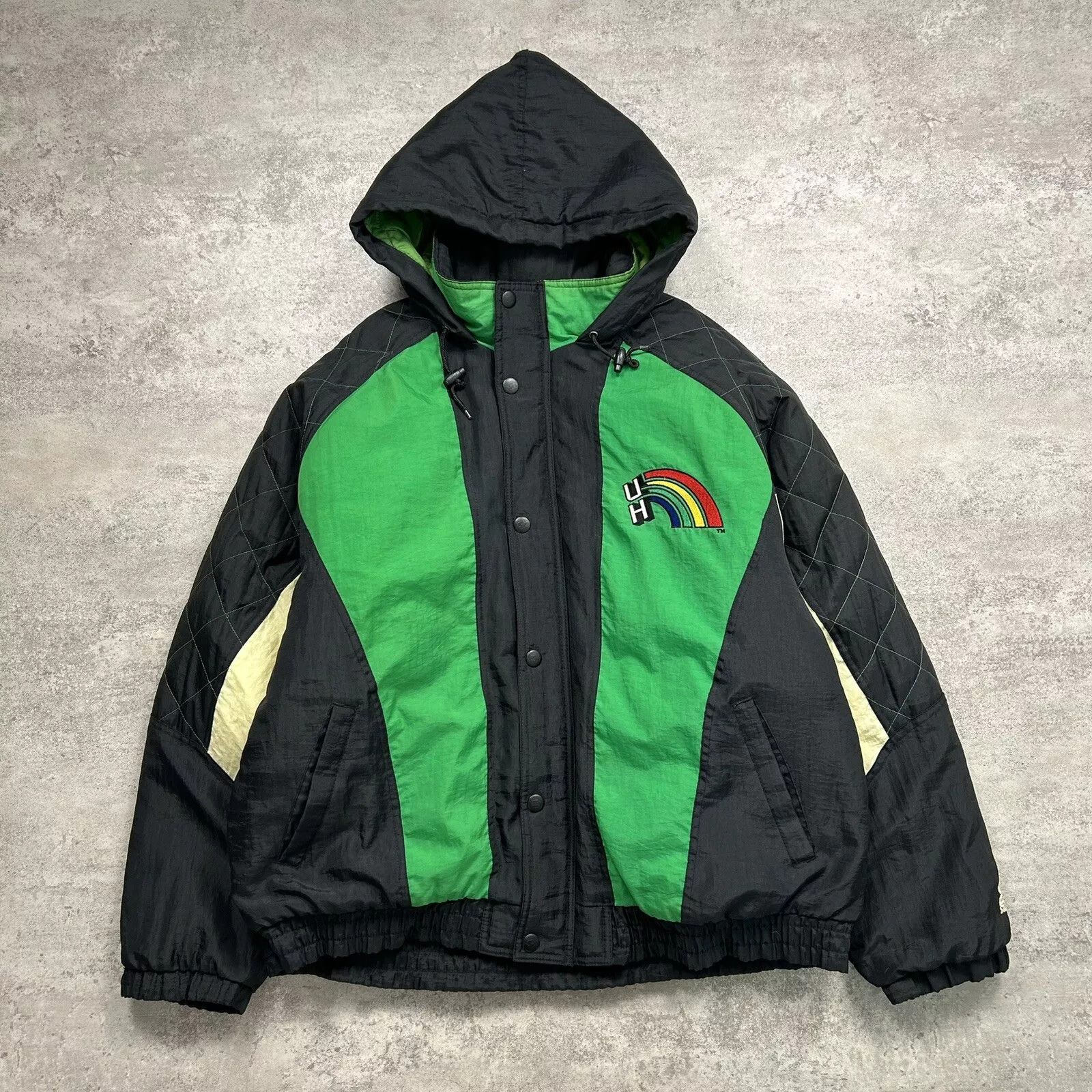 NCAA × Starter × Vintage HAWAII RAINBOW WARRIORS STARTER PUFFER JACKET SIZE L BLACK Size US L / EU 52-54 / 3 - 2 Thumbnail