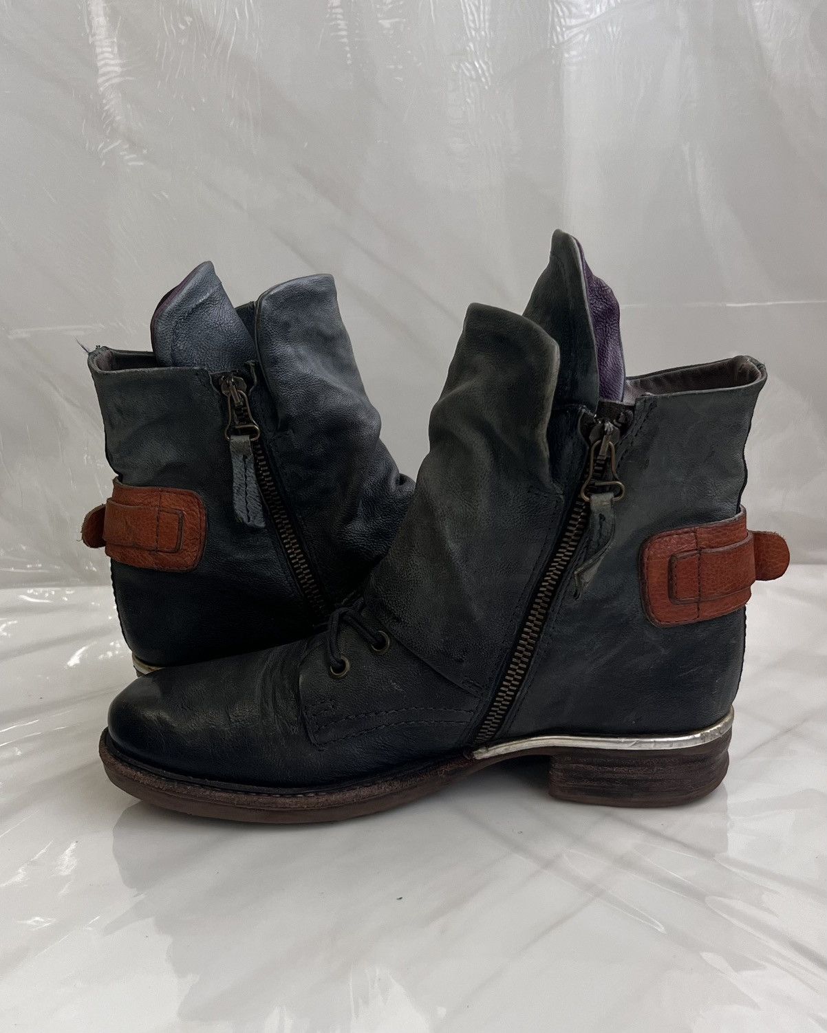 A.S.98 As 98 Airstep Zipper Boho Biker Green distressed boot Size US 8 / IT 38 - 7 Thumbnail