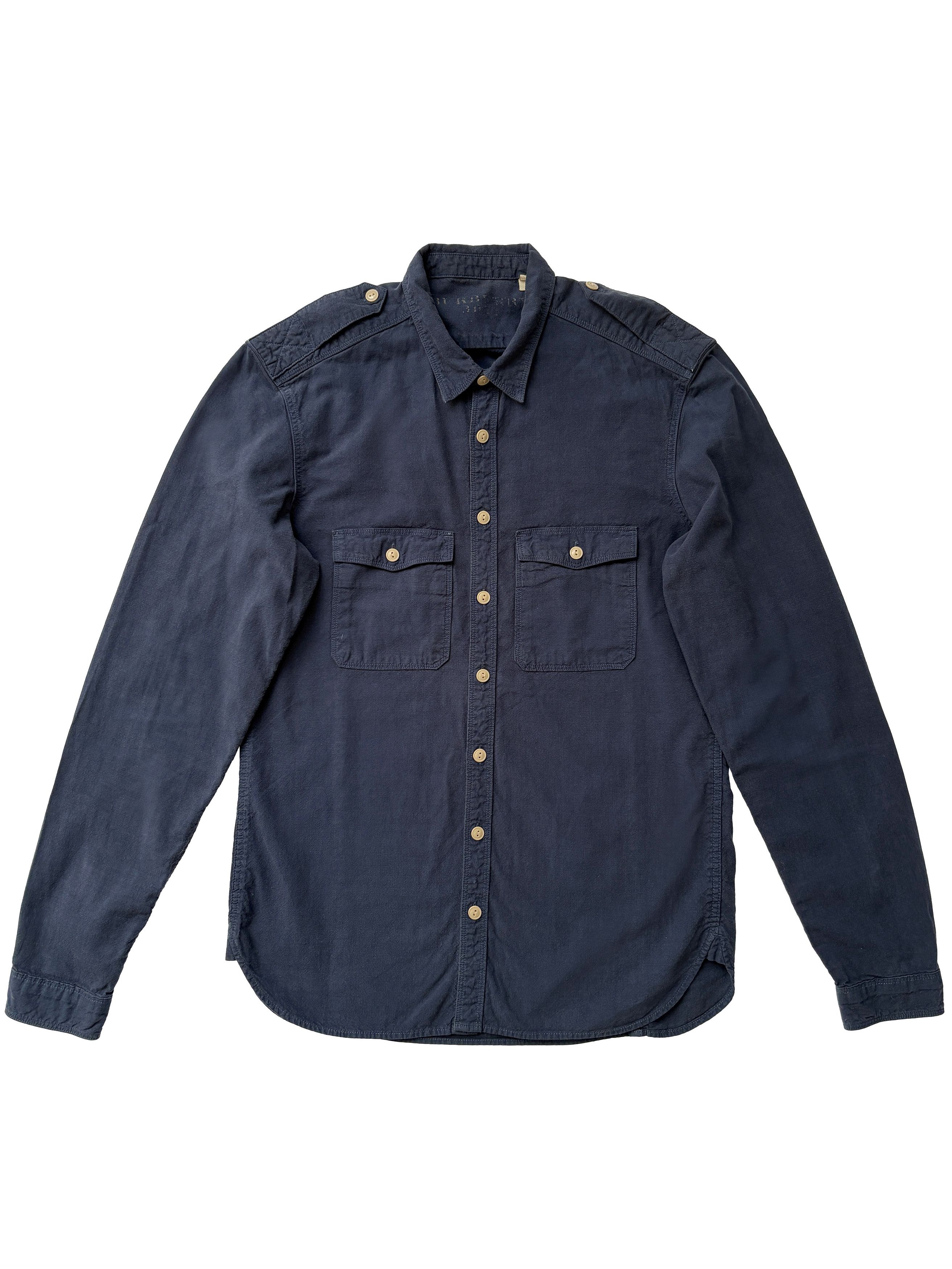 Burberry ⚡️QUICK SALE⚡️Burberry Blue Button-Up Shirt with Epaulettes Size US M / EU 48-50 / 2 - 1 Thumbnail