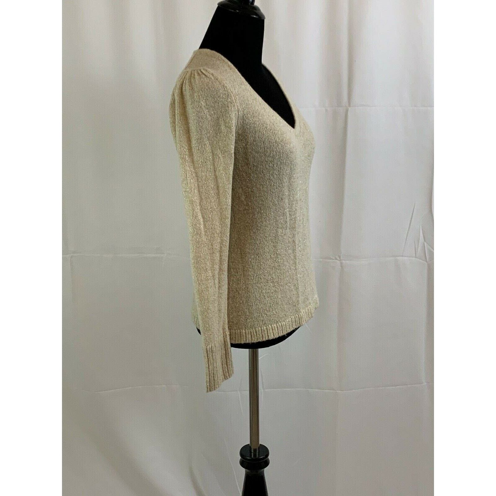 Ann Taylor Ann Taylor beige gold shimmery Long Sleeves sweater size SP Size S / US 4 / IT 40 - 10 Thumbnail