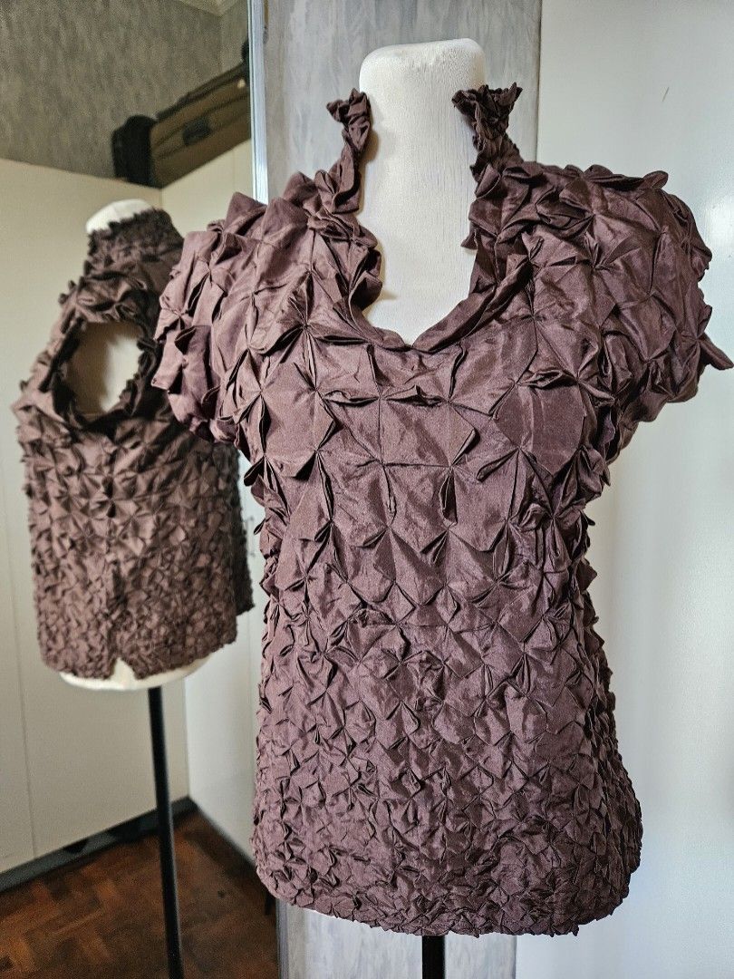 Issey Miyake Issey Miyake Fall 2001 Archive 3D Geometric Silk Blouse Size M / US 6-8 / IT 42-44 - 4 Thumbnail