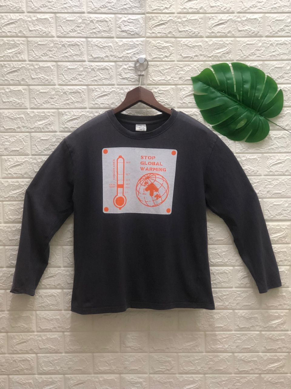 Vintage Cross Keys Japan stop global warming Long Sleeve Size US M / EU 48-50 / 2 - 2 Thumbnail