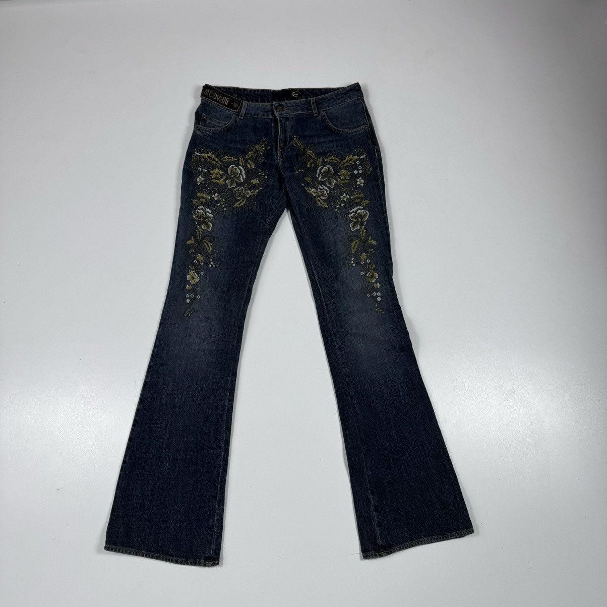 Roberto Cavalli flared y2k jeans justcavalli very rare flowers print Size 27" / US 4 / IT 40 - 1 Thumbnail