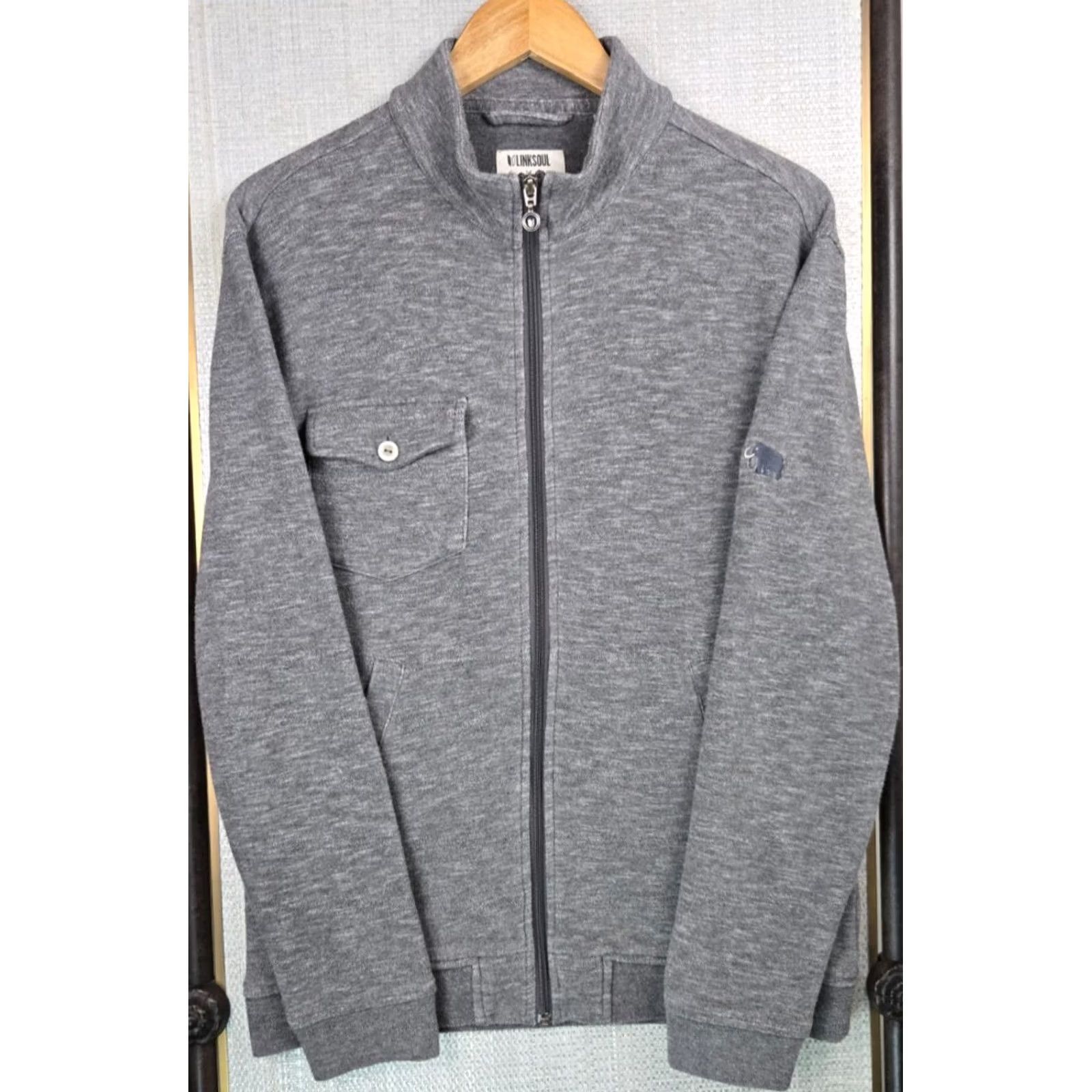 Vintage Linksoul Mens Full Zip Jacket Sweatshirt/Cotton Blend Outdoor Golf Casual Full Zip Front Pockets Gray M/LinK Soul Mammoth Dunes Sand Valley Wisconsin Size US M / EU 48-50 / 2 - 4 Thumbnail