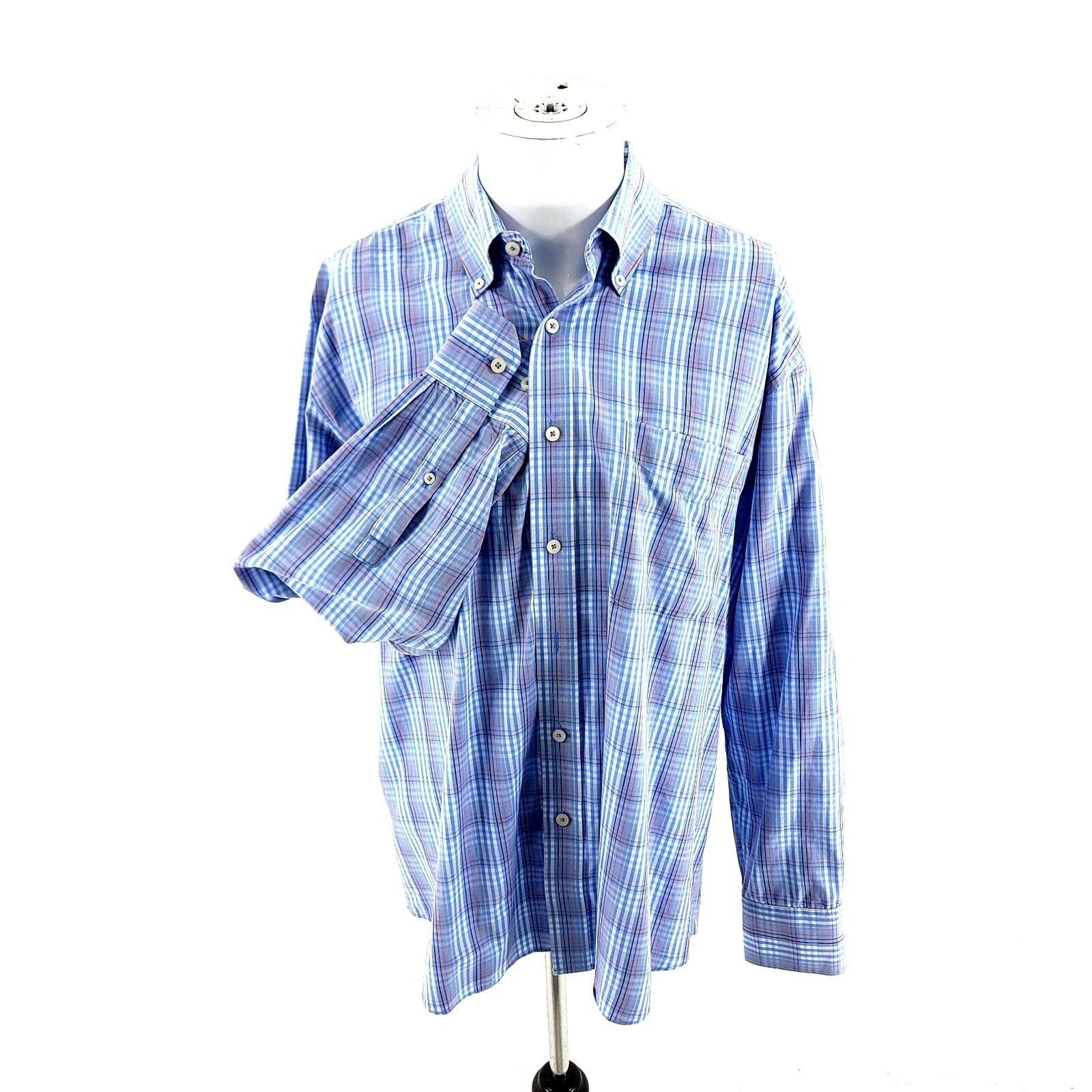 Alan Flusser Alan Flusser Large Blue Multi Colored Plaid Cotton Front Poc Size US L / EU 52-54 / 3 - 1 Thumbnail