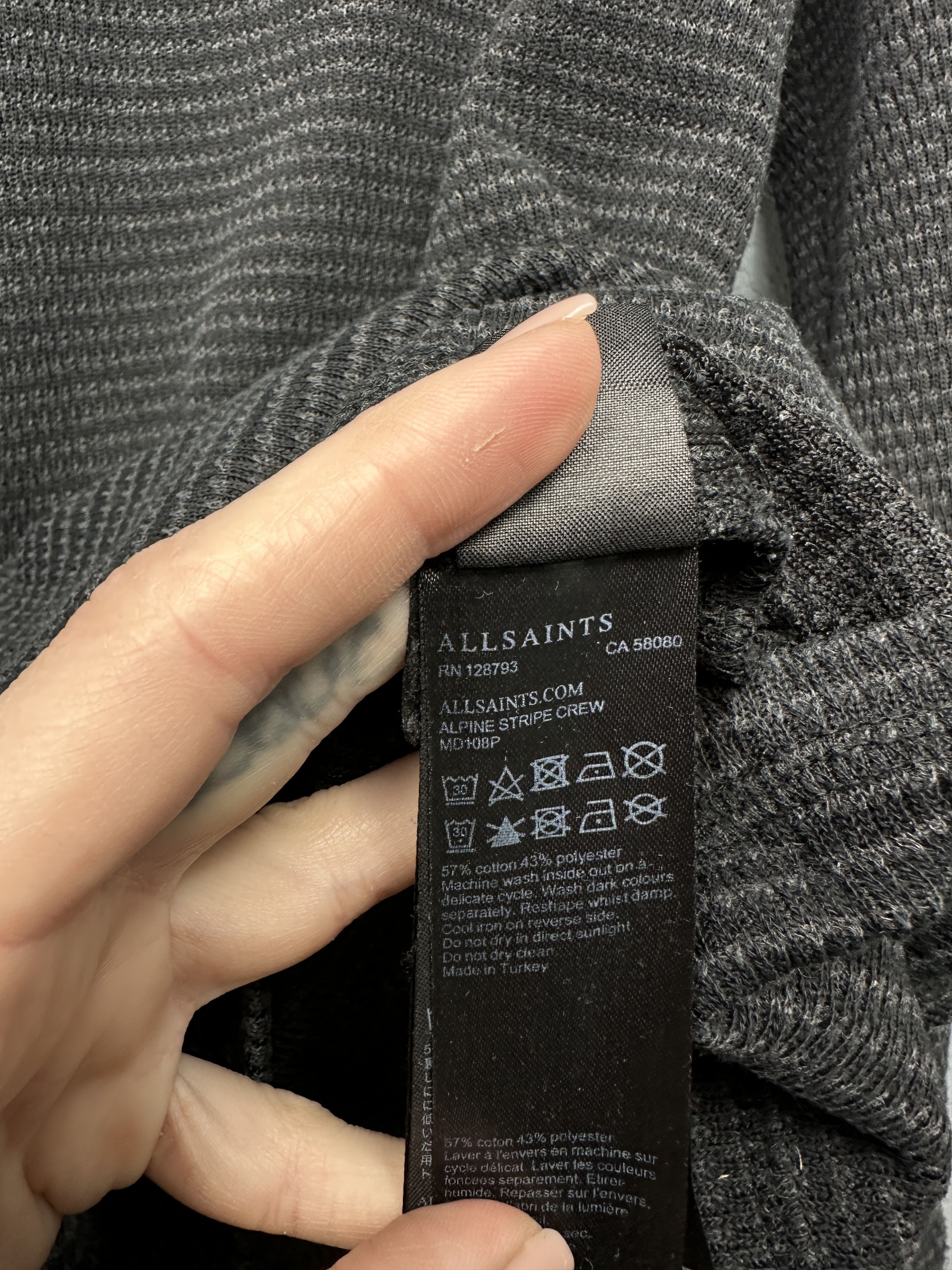 Allsaints Allsaints Mens Alpine Stripe Crew Neck Sweater Size US M / EU 48-50 / 2 - 4 Thumbnail