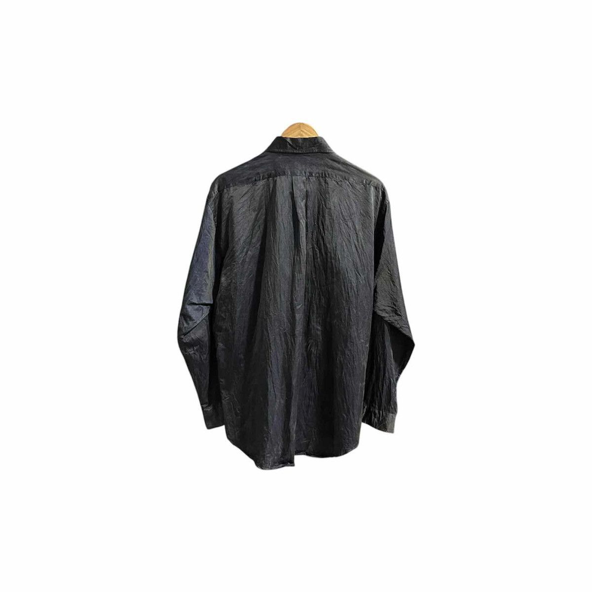 Designer × Japanese Brand × Valentino 🔥Rare Vintage Valentino Waxed Shirt Black Iridescent Blue Size US XL / EU 56 / 4 - 14 Thumbnail