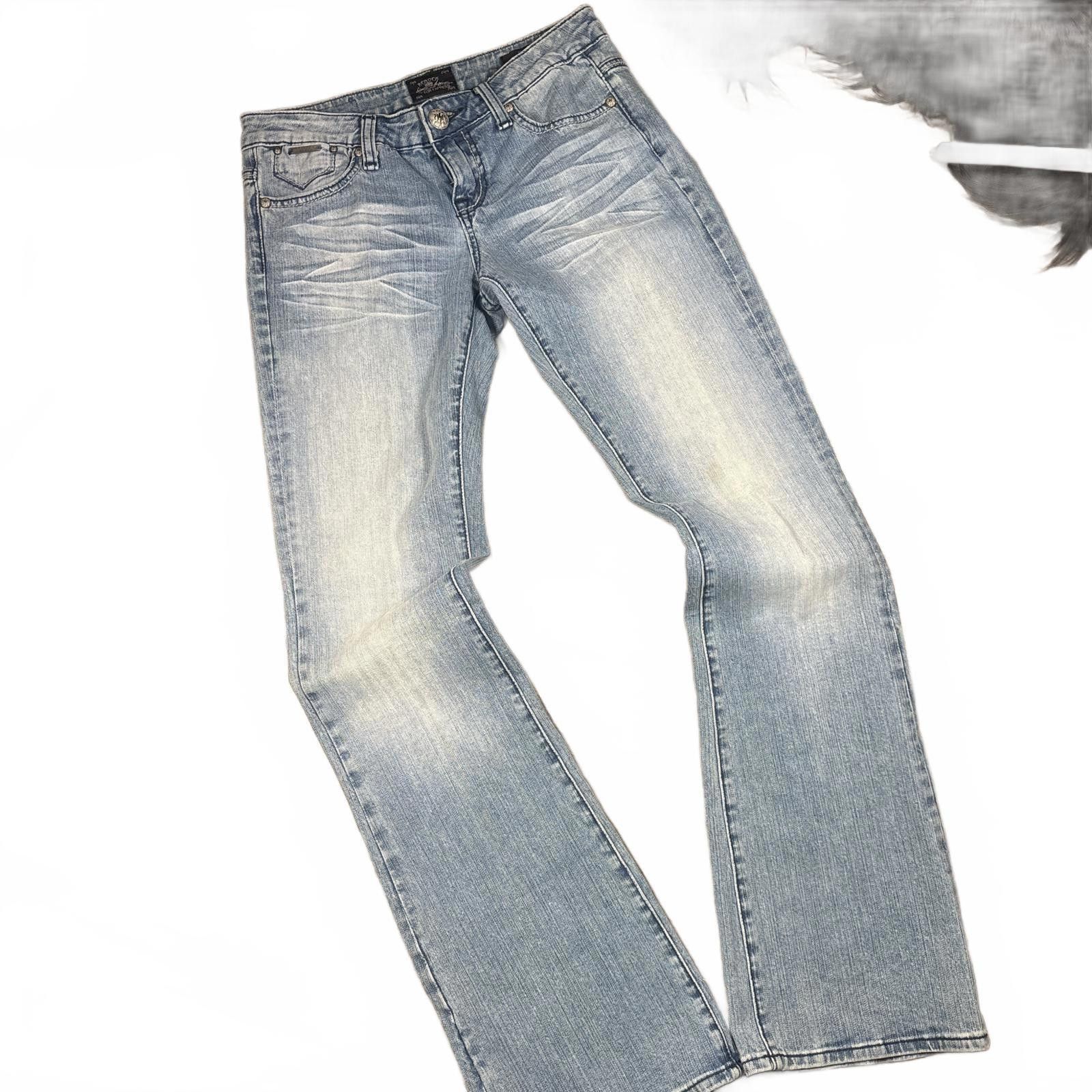 Express y2k rhinestone studded light wash low rise jeans Size 27" / US 4 / IT 40 - 2 Thumbnail