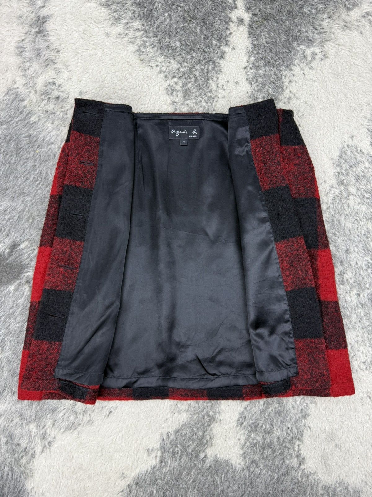 agnes b. Red Tartan Wool Full Front Button Skirt Size 28" / US 6 / IT 42 - 2 Thumbnail