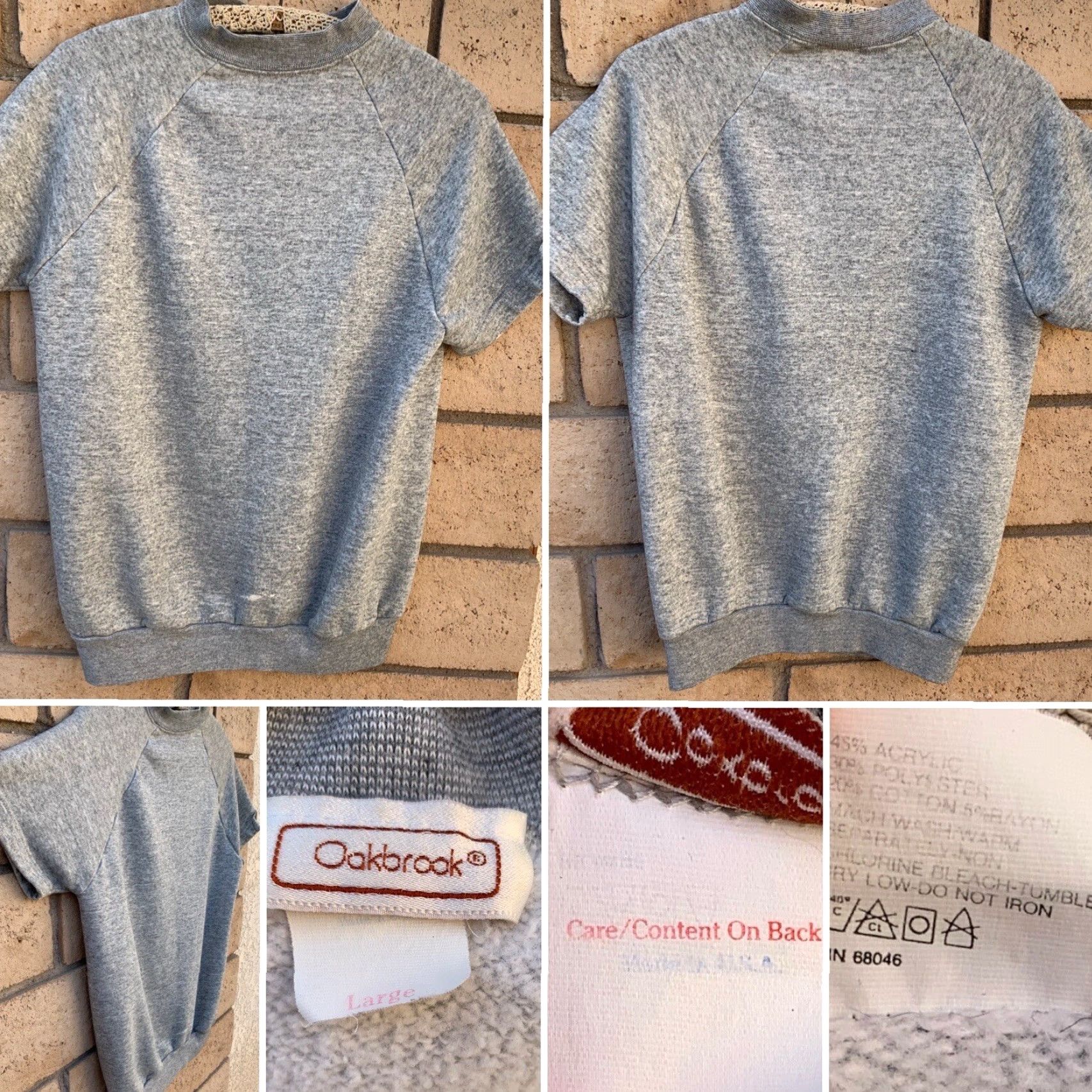 Vintage VINTAGE Oakbrook Short Sleeve Raglan Sweatshirt Gray Made In USA L Men Size US L / EU 52-54 / 3 - 6 Thumbnail