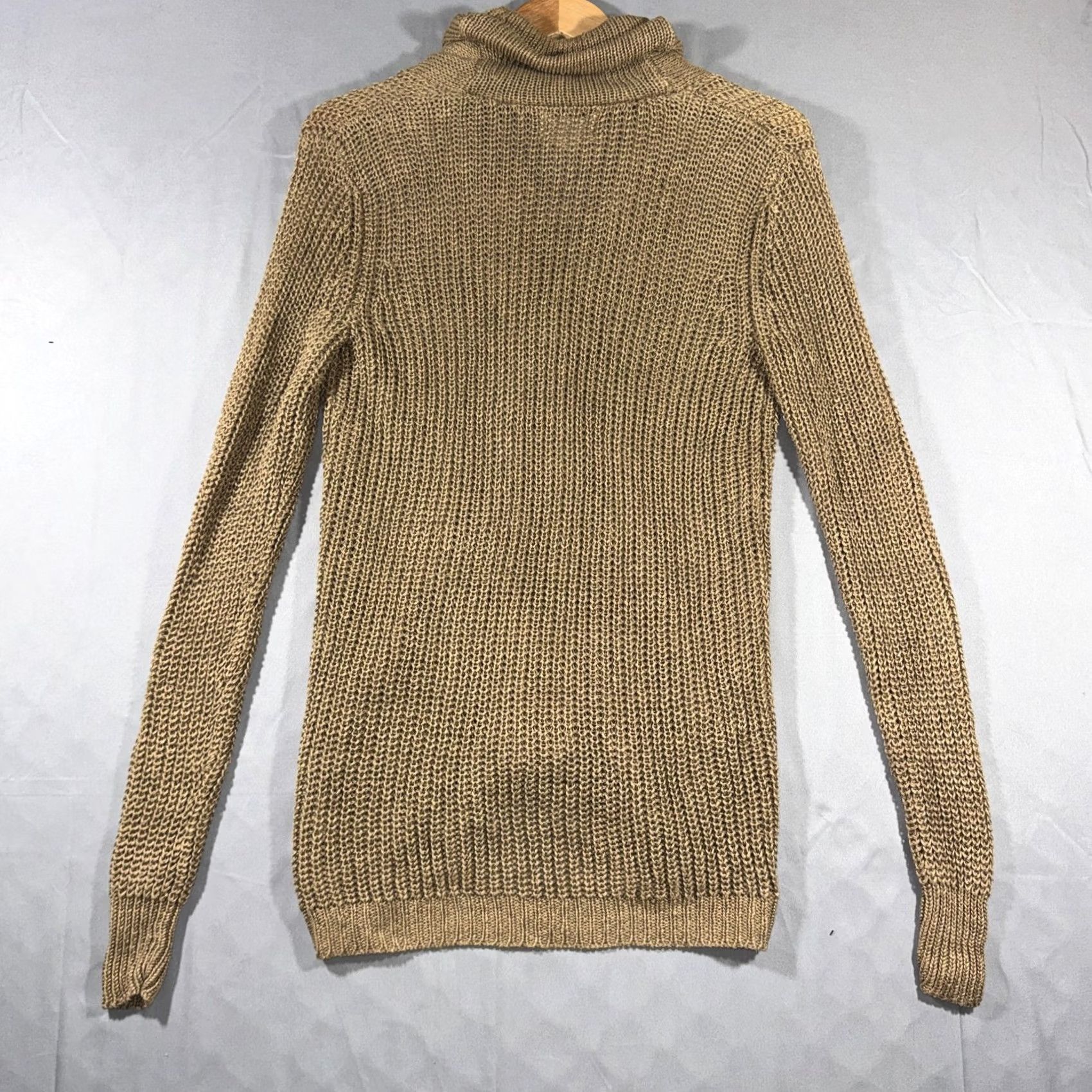 Vintage Denim & Supply Ralph Lauren Cardigan Sweater Womens XS Beige Linen Shawl Knit Open-Knit Front Pockets Buttons Casual Size XS / US 0-2 / IT 36-38 - 2 Thumbnail