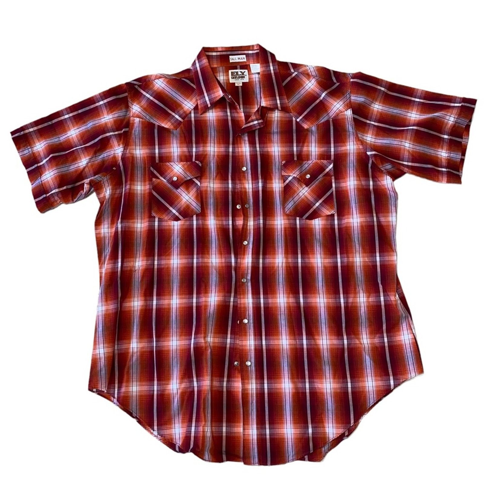 Vintage Ely Cattleman Tall Man Vintage Plaid Pearl Snap Shirt Red Size US XXL / EU 58 / 5 - 1 Thumbnail
