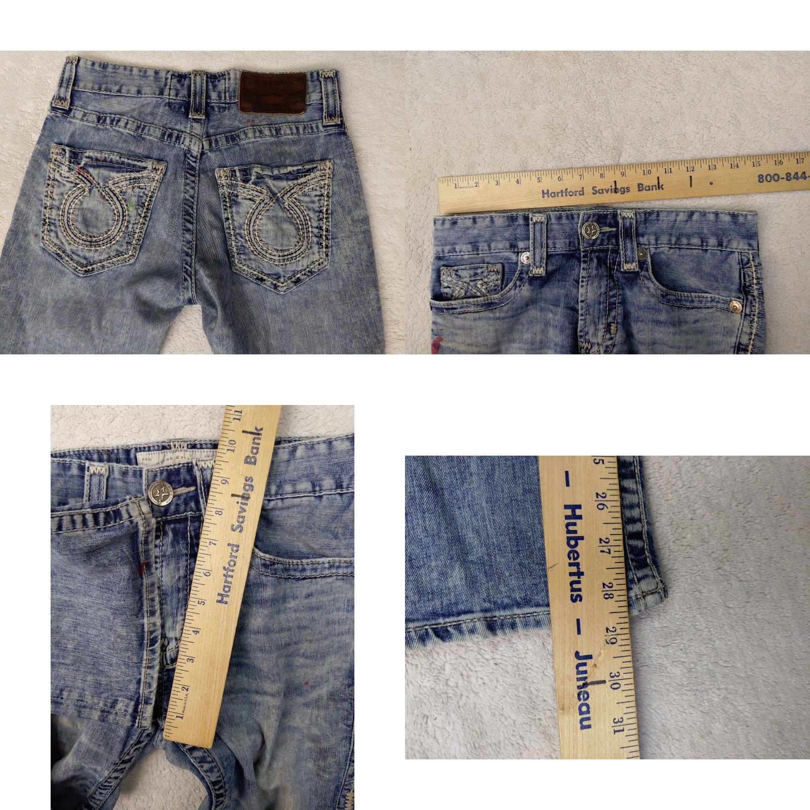Vintage Big Star Pioneer Jeans Mens 29x29 Light Acid Wash Blue Denim Slim Straight Zip Fly Button Waist 29in Mens Size US 29 - 9 Thumbnail