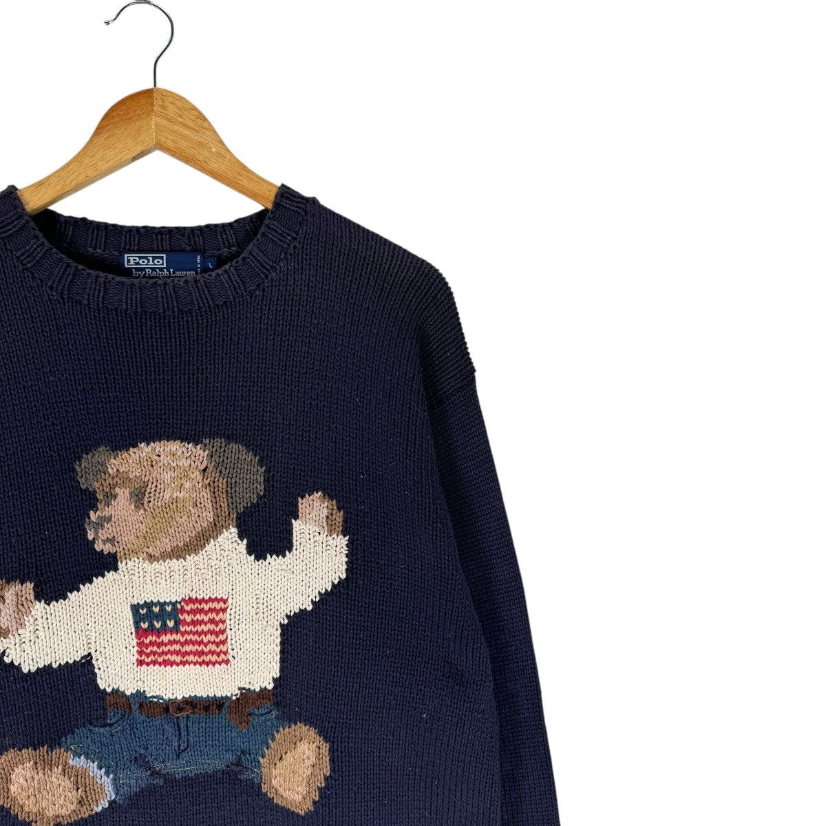 Polo Ralph Lauren 🔥POLO BEAR RL KNITWEAR HAND KNIT SWEATER Size US L / EU 52-54 / 3 - 4 Thumbnail