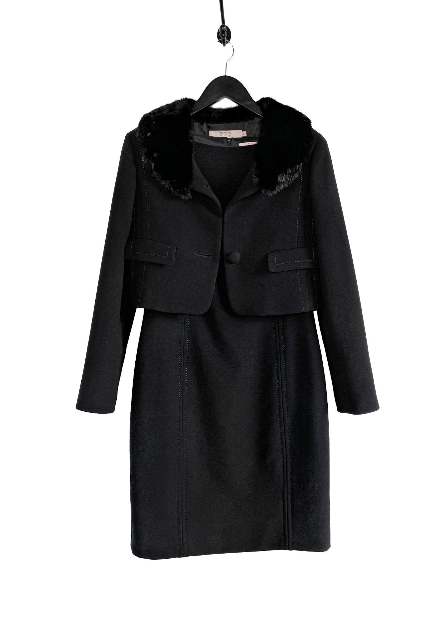 RED Valentino RED Valentino Black Wool Shift Dress Size L / US 10 / IT 46 - 4 Thumbnail