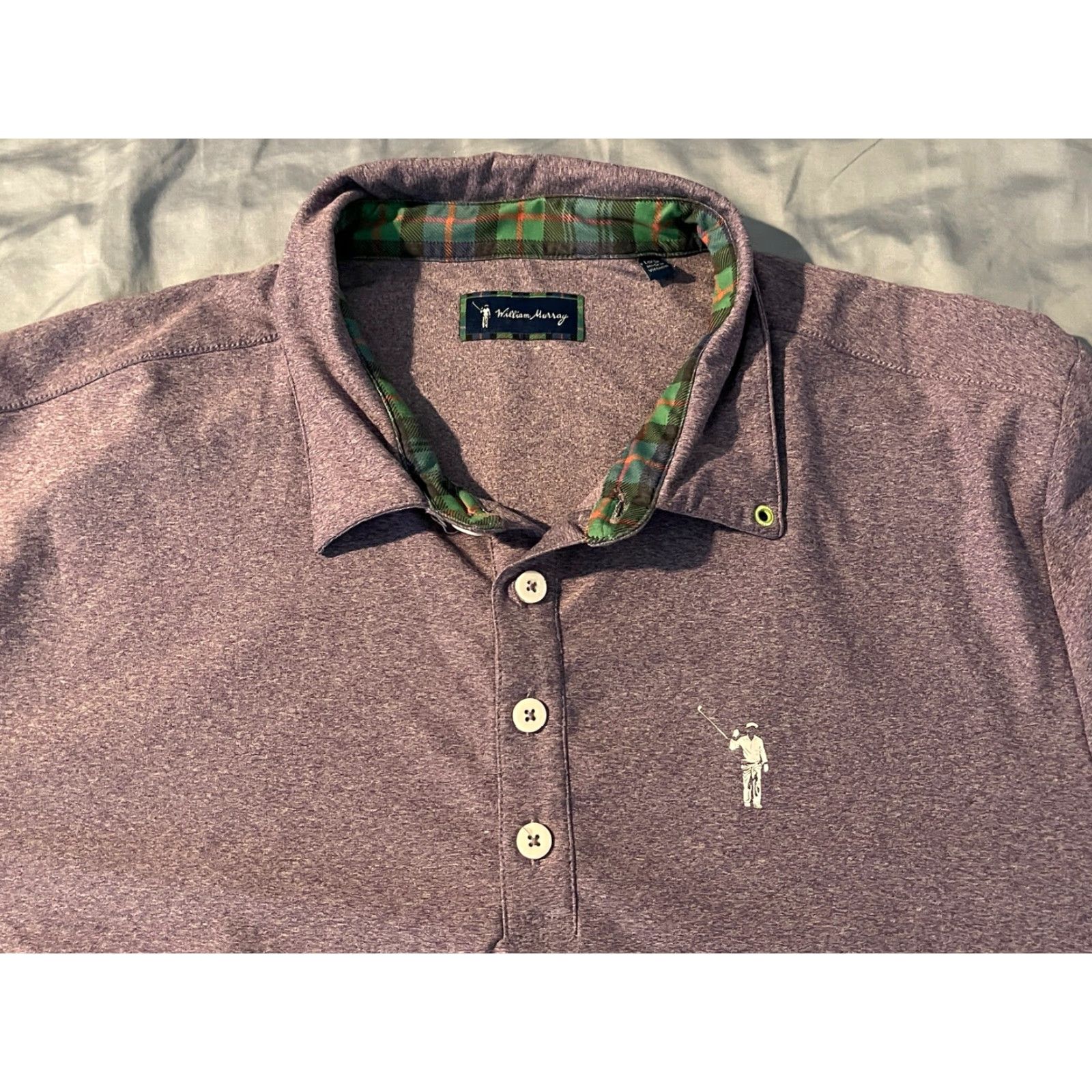 Vintage William Murray Classic Purple Sz L Short Sleeve Plaid Cuff Golf Polo Shirt Mens Size US L / EU 52-54 / 3 - 2 Thumbnail