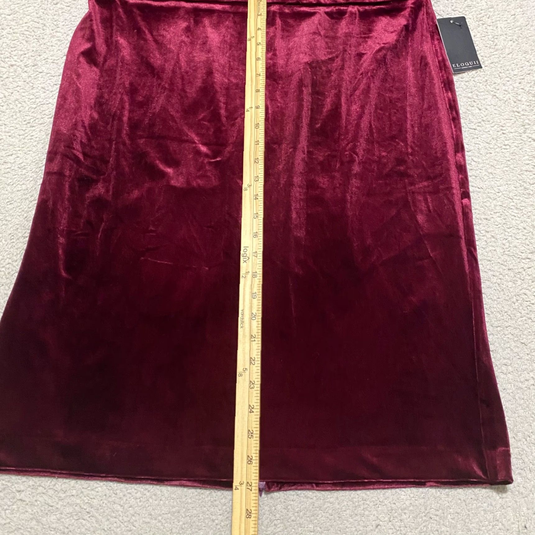 Vintage NWT Eloquii Skirt Womens 18 Plus Velvet Red Knee Length A-Line Slit Back 2973 Size 40" / US 18 - 4 Thumbnail