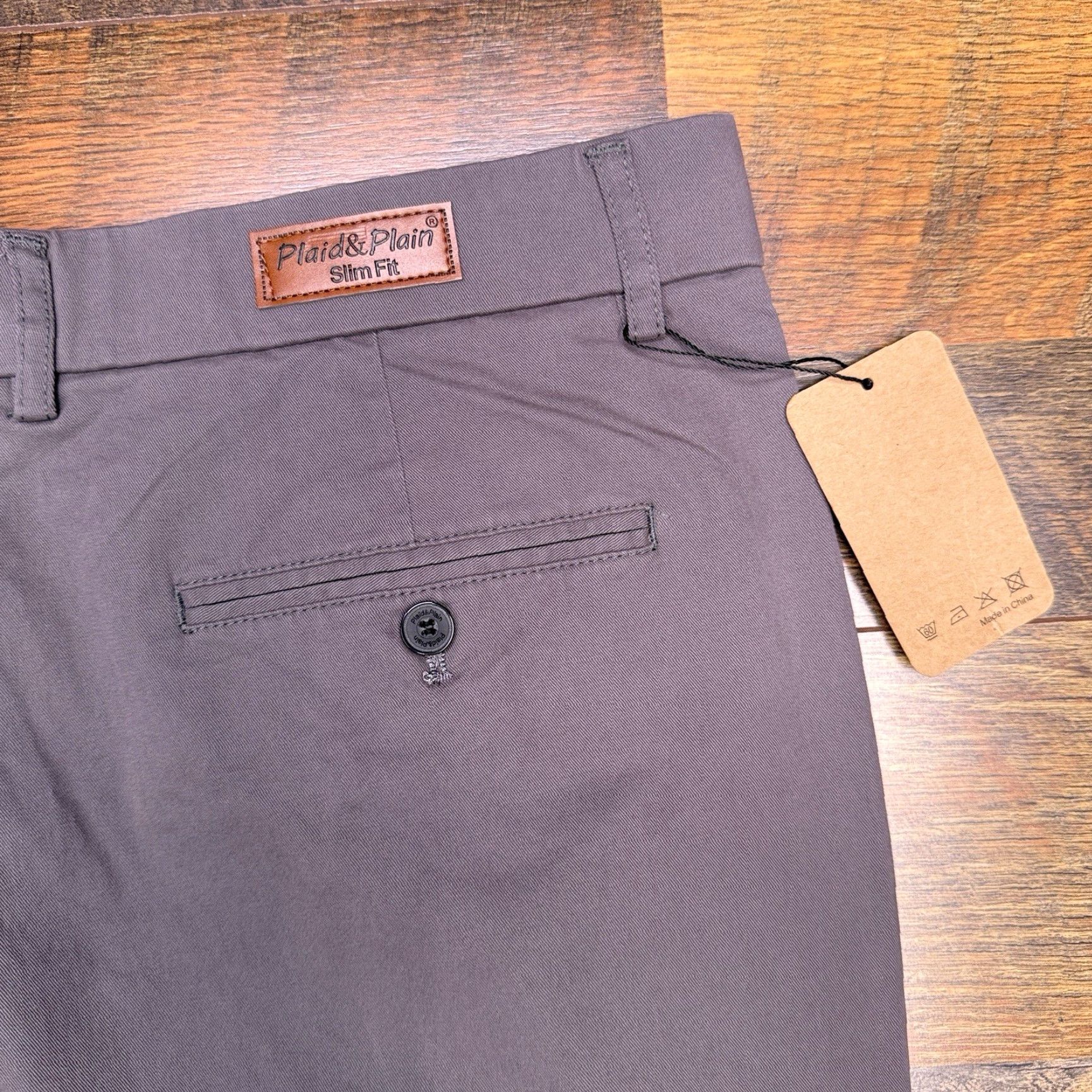 Vintage Plaid & Plain Slim Fit Pants Mens 34x28 Gray Mid Rise Stretch New Size US 34 / EU 50 - 7 Thumbnail