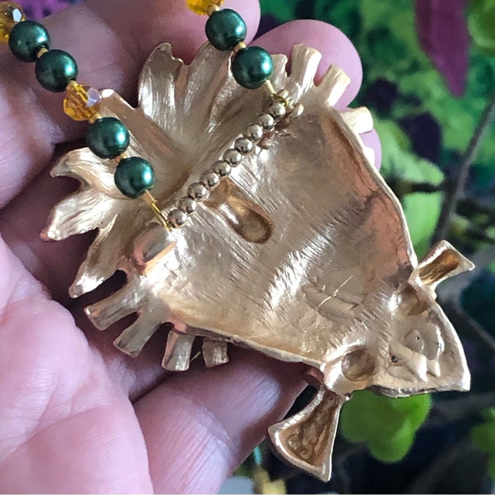 Handmade Handcrafted repurpose emerald eye large owl Pearl necklace Size ONE SIZE - 10 Thumbnail