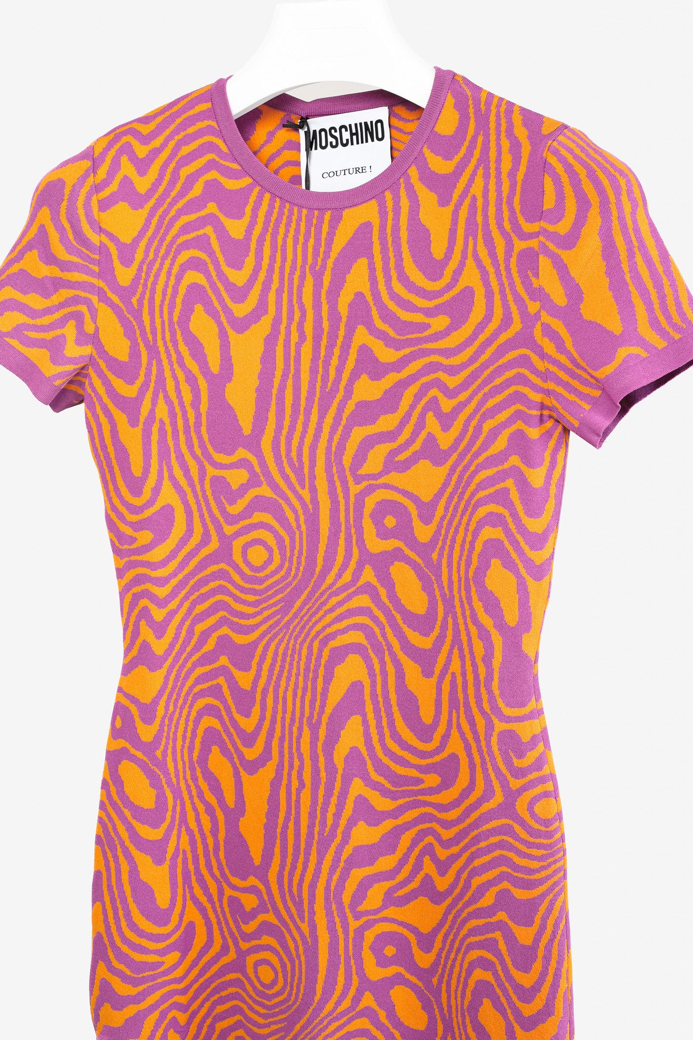 Moschino Moschino PF/22 Fantasy Print Orange Moiré Minidress NWT Size XS / US 0-2 / IT 36-38 - 3 Thumbnail