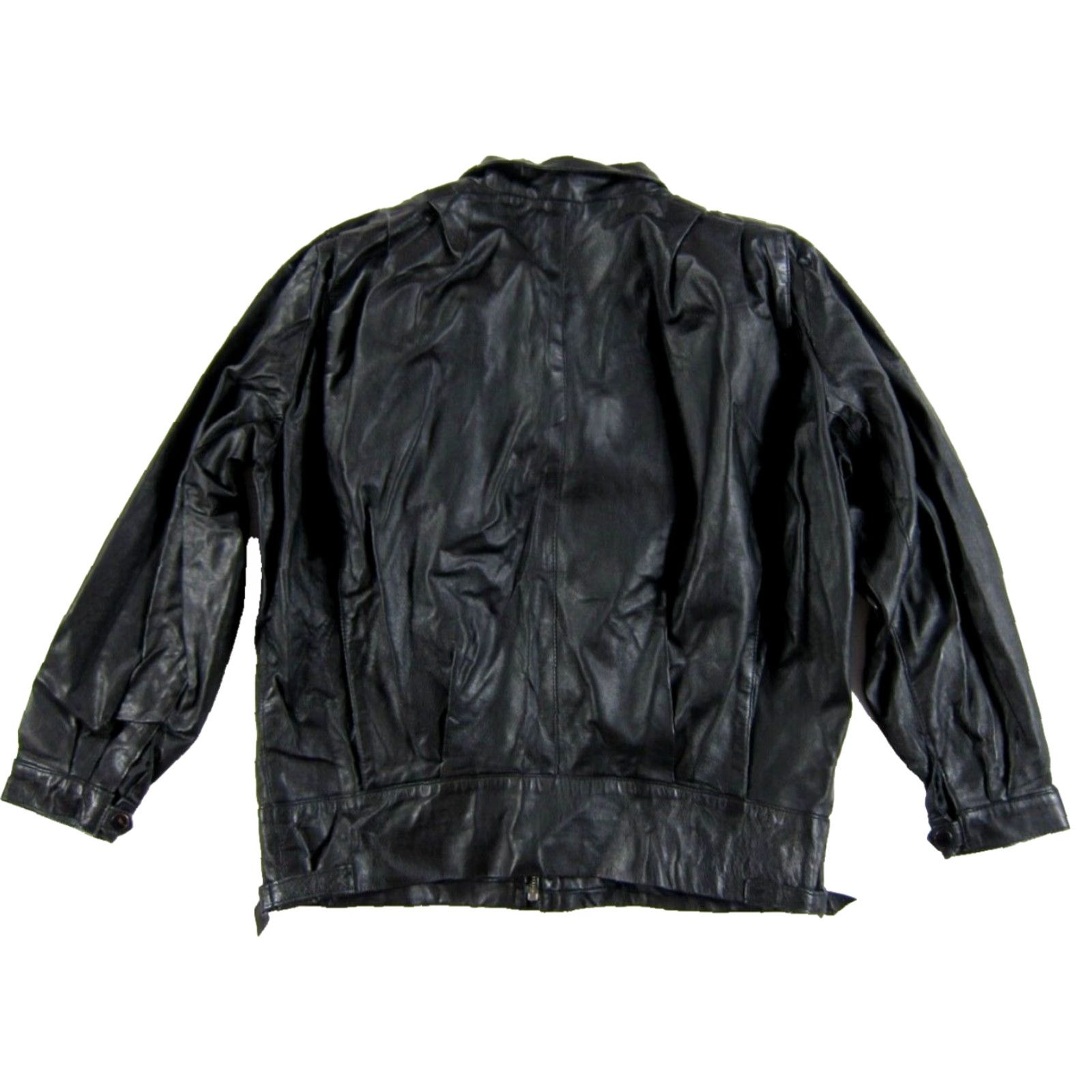 Vintage VINTAGE Blue Fox Furs Boutique Leather Black Pleated Moto Jacket Woman L/12 Size XL / US 12-14 / IT 48-50 - 2 Thumbnail