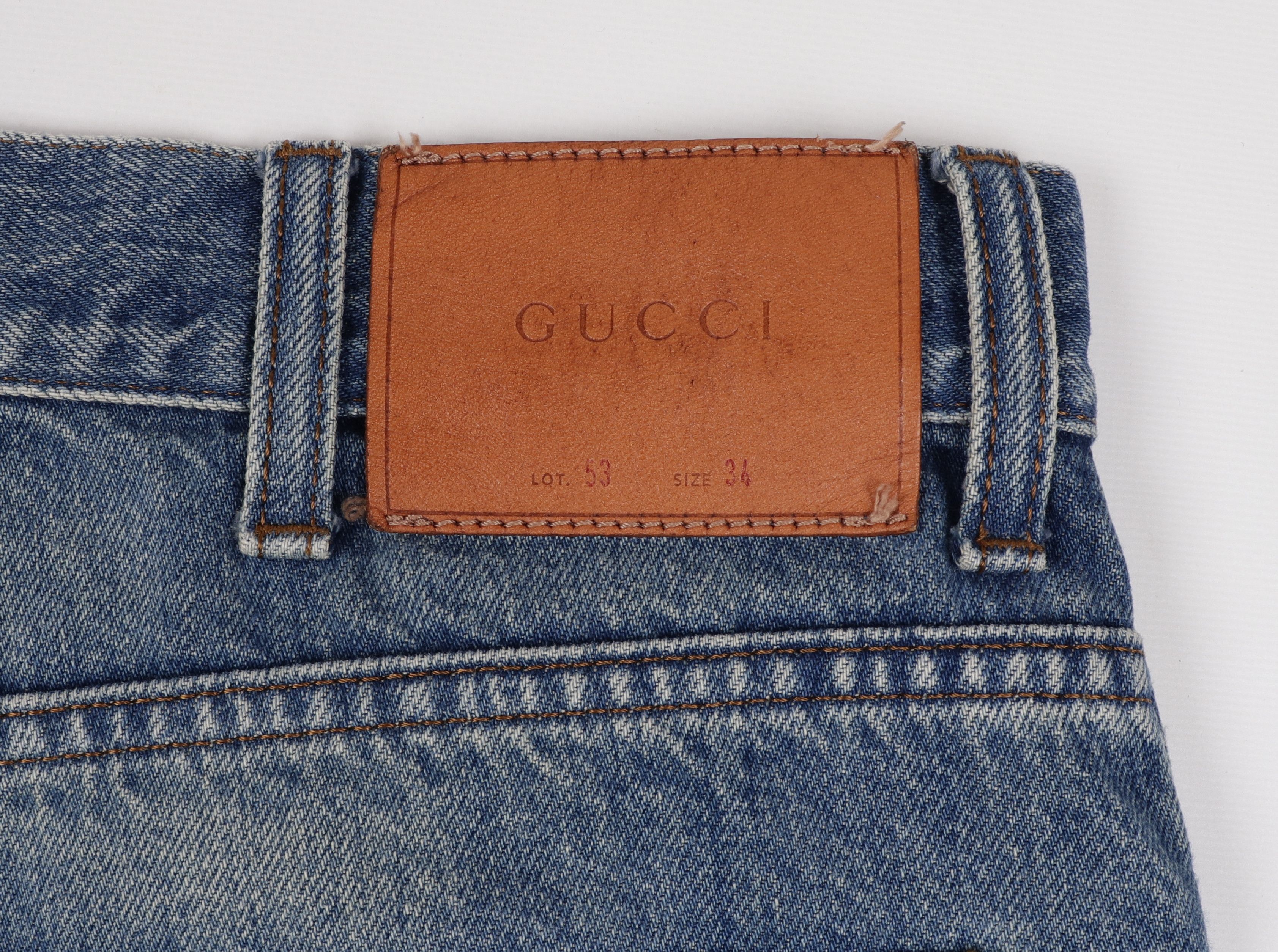 Gucci Men's Gucci Cotton Blue Jeans Web Strap W32" L40" Size US 32 / EU 48 - 16 Thumbnail