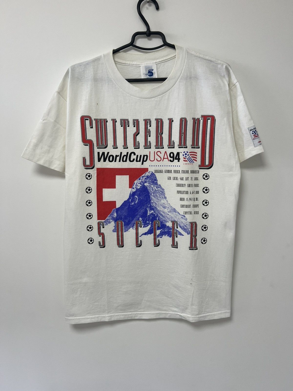 Vintage Switzerland 1991 World Cup USA 1994 T shirt Swiss Tee Sz L Size US L / EU 52-54 / 3 - 3 Thumbnail