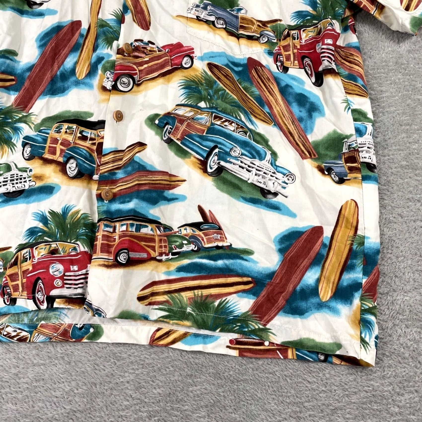 Vintage VINTAGE Diamond Head Sportswear Shirt Mens Large White Woody Wagon Surf Rayon Hawaiian Size US L / EU 52-54 / 3 - 4 Thumbnail