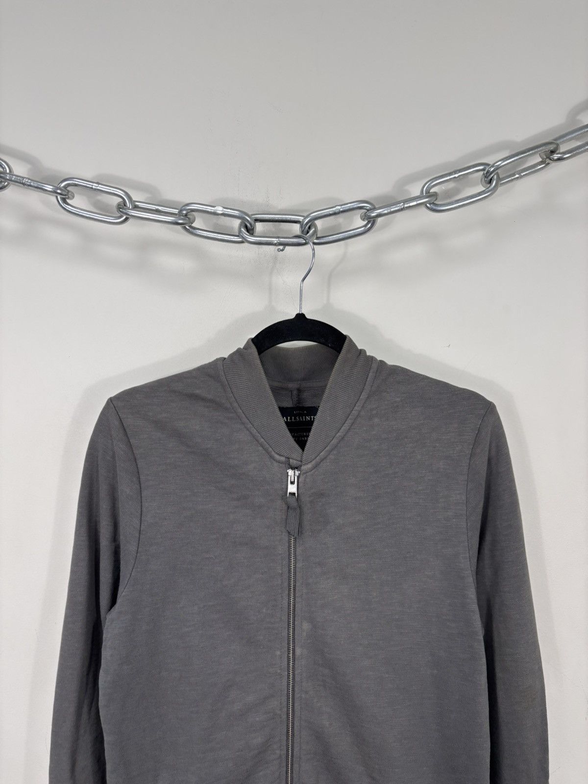 Allsaints AllSaints Men’s Grey Full Zip Cotton Newton Bomber Jacket Size US S / EU 44-46 / 1 - 4 Thumbnail