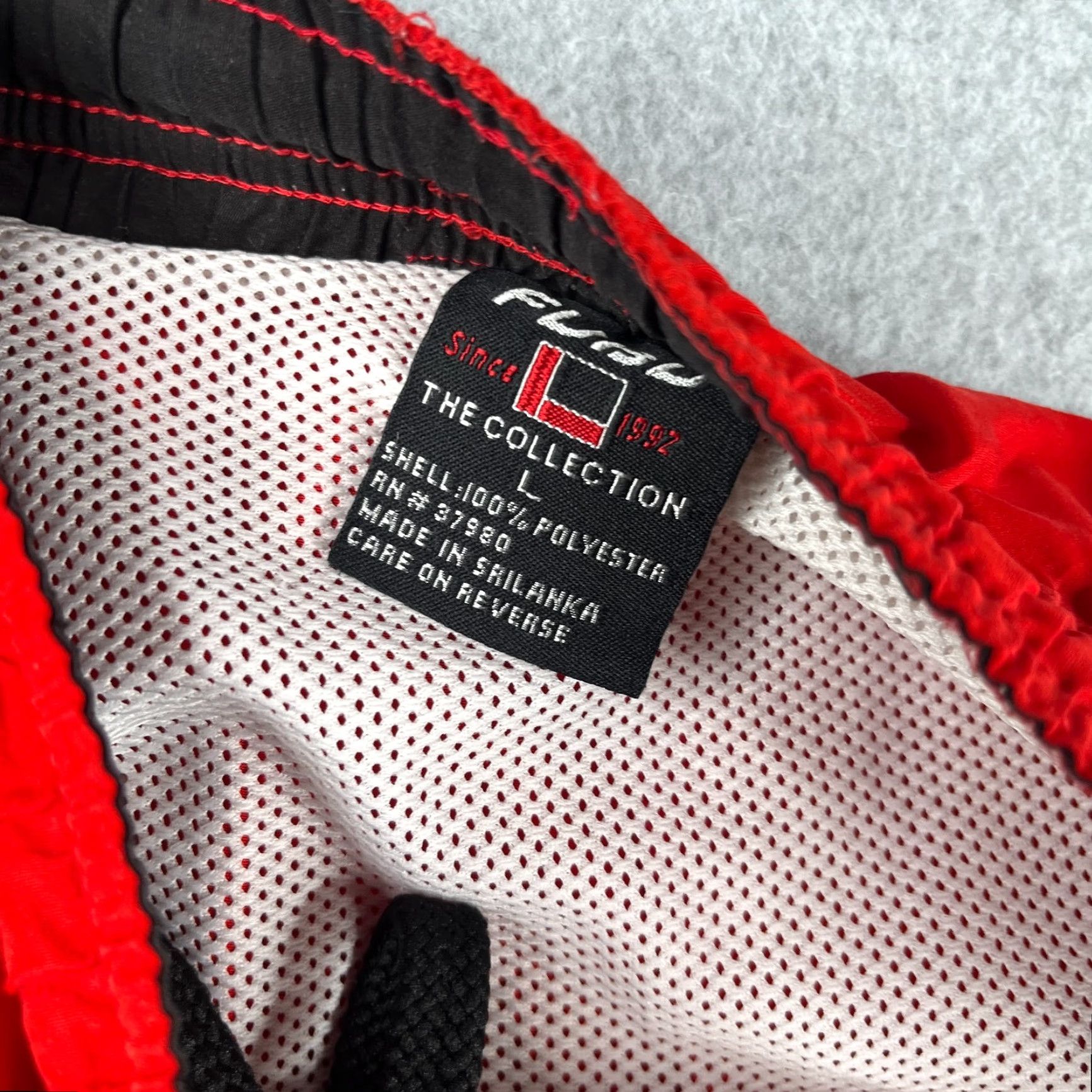 Fubu FUBU Swim Trunks Mens Large Red Solid Pockets Draw String Lined Beach Surfing Size 42R - 7 Thumbnail