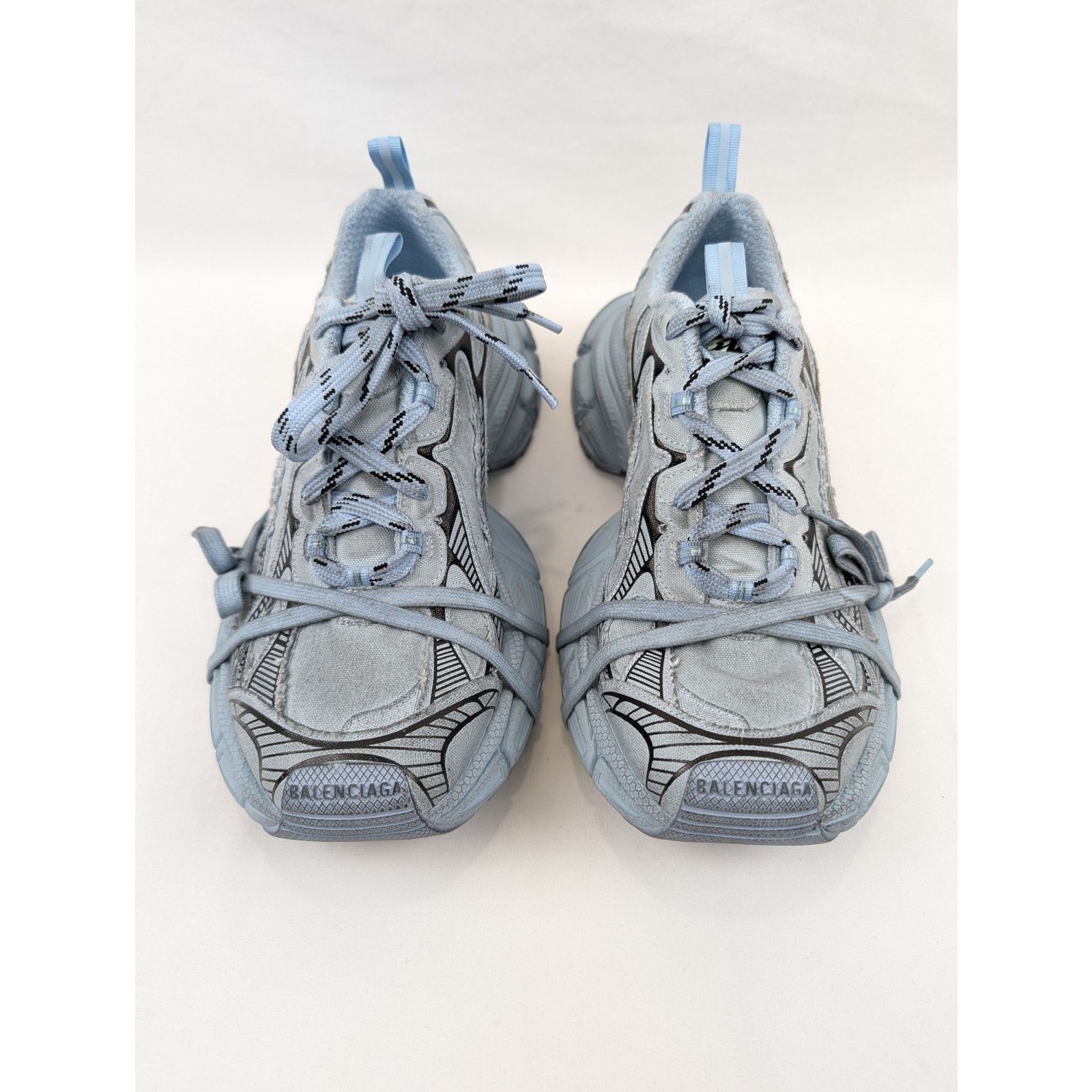 Balenciaga o1rshd1 3xl Destroyed Canvas Sneakers in Light Blue 45 Size US 12 / EU 45 - 10 Thumbnail