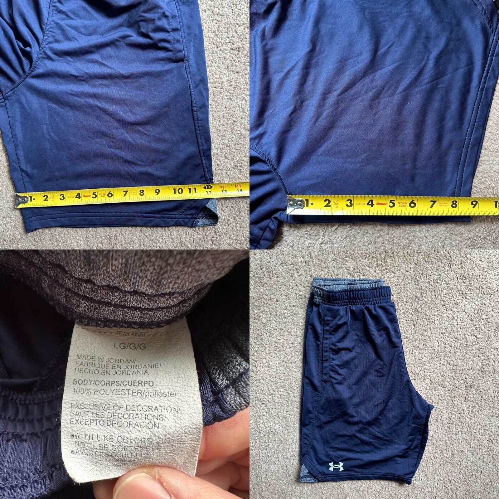 Under Armour Under Armour Basketball Shorts Mens Large Navy Blue Fleece Pockets 30x9 Mid Rise Drawstring Athletic Size US 30 / EU 46 - 8 Thumbnail