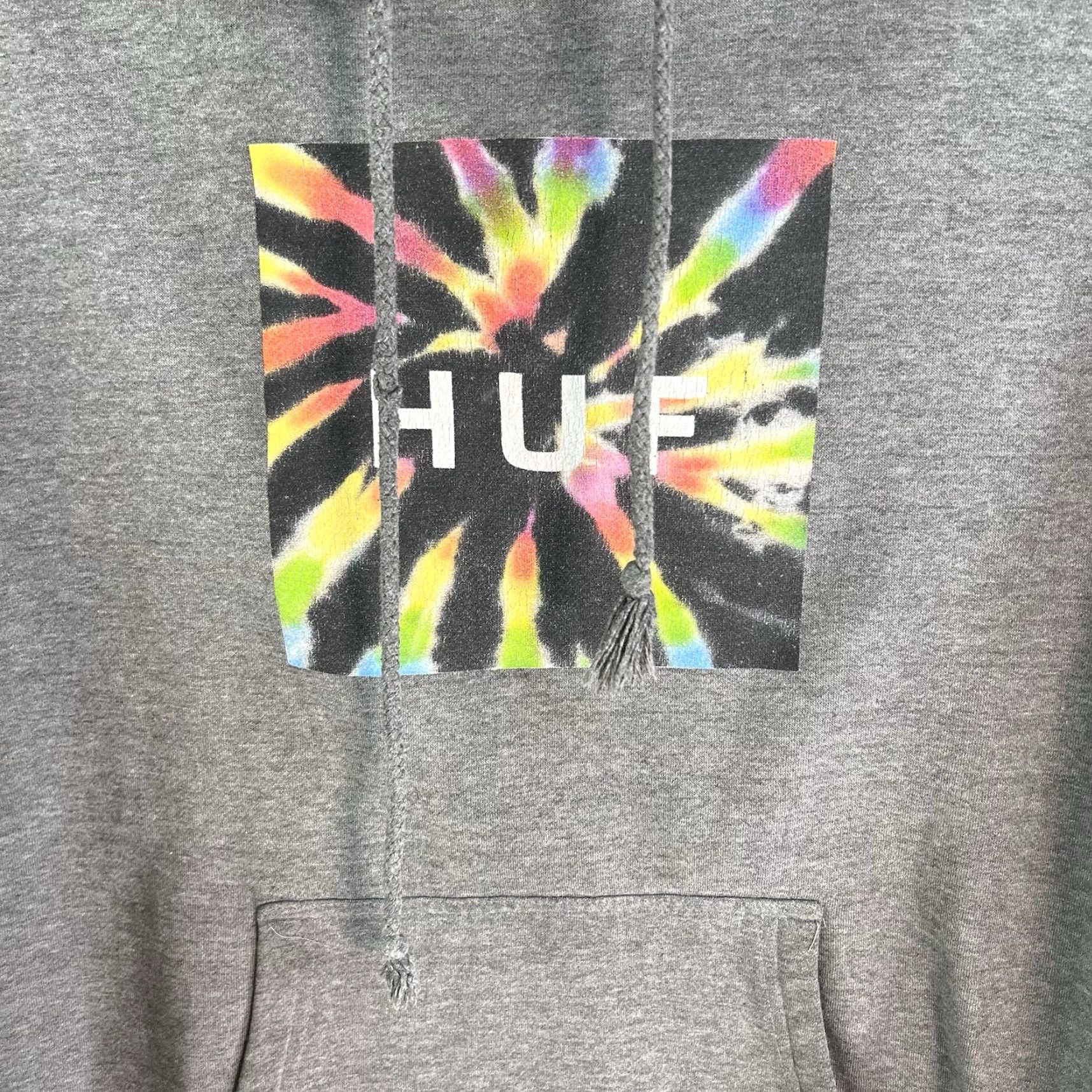 Huf HUF Pullover Hoodie Adult M Gray Tie Dye Graphic Print Crew Neck Hooded Pockets Logo Mens Size US M / EU 48-50 / 2 - 2 Thumbnail