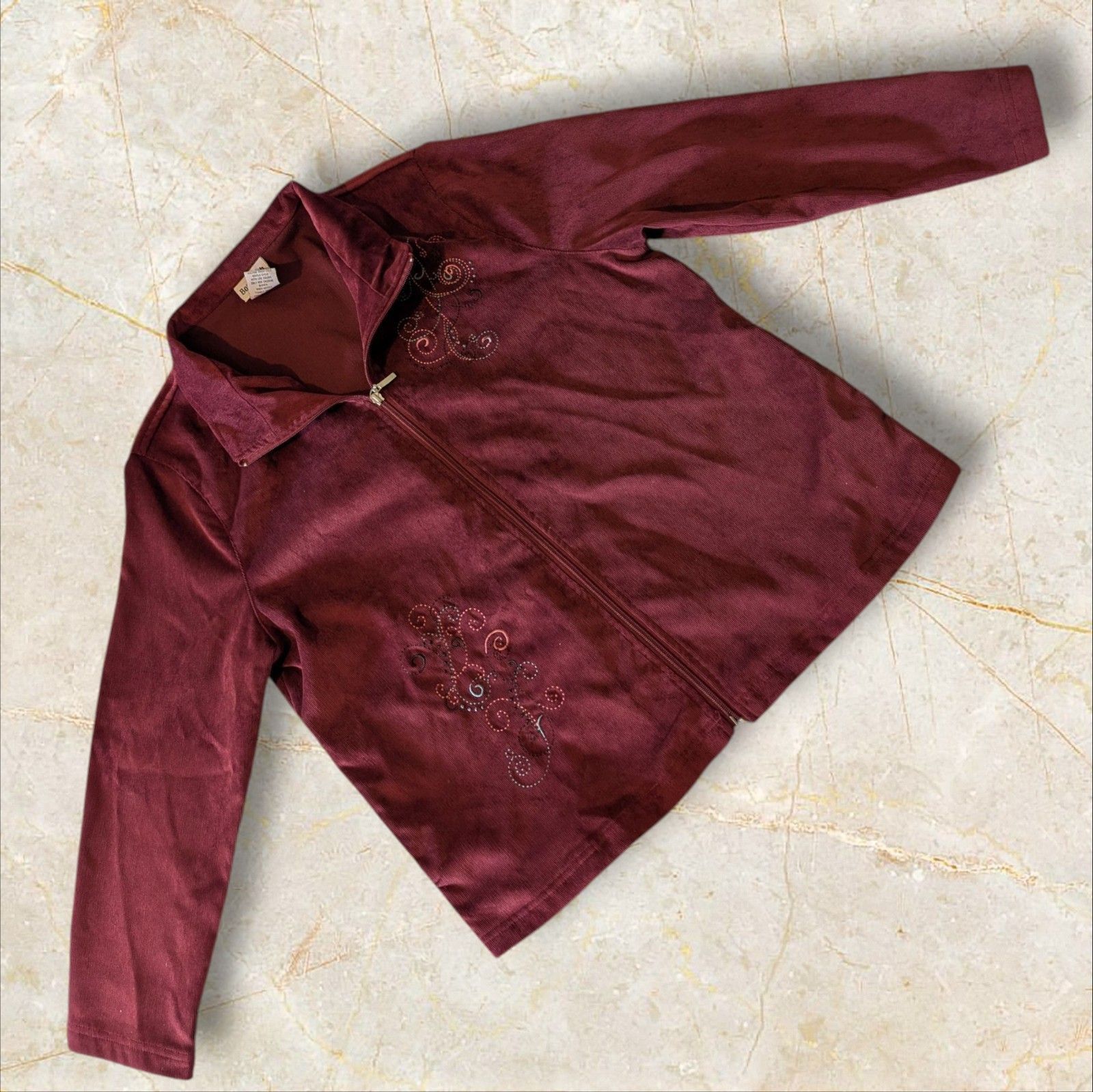 Other BonWorth Jacket Women Medium Petite Burgundy Corduroy Zip Size M / US 6-8 / IT 42-44 - 1 Thumbnail